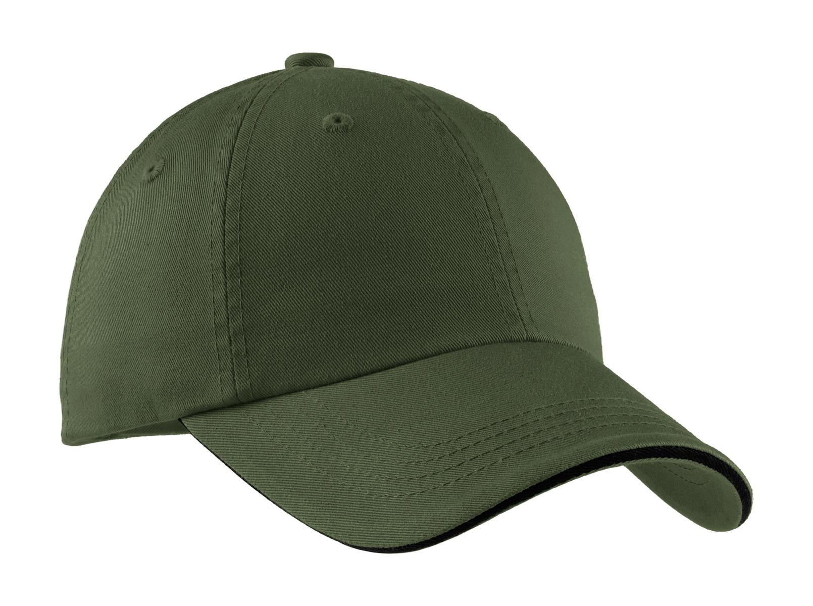 Custom Embroidered - Port Authority ®  Sandwich Bill Cap with Striped Closure.  C830