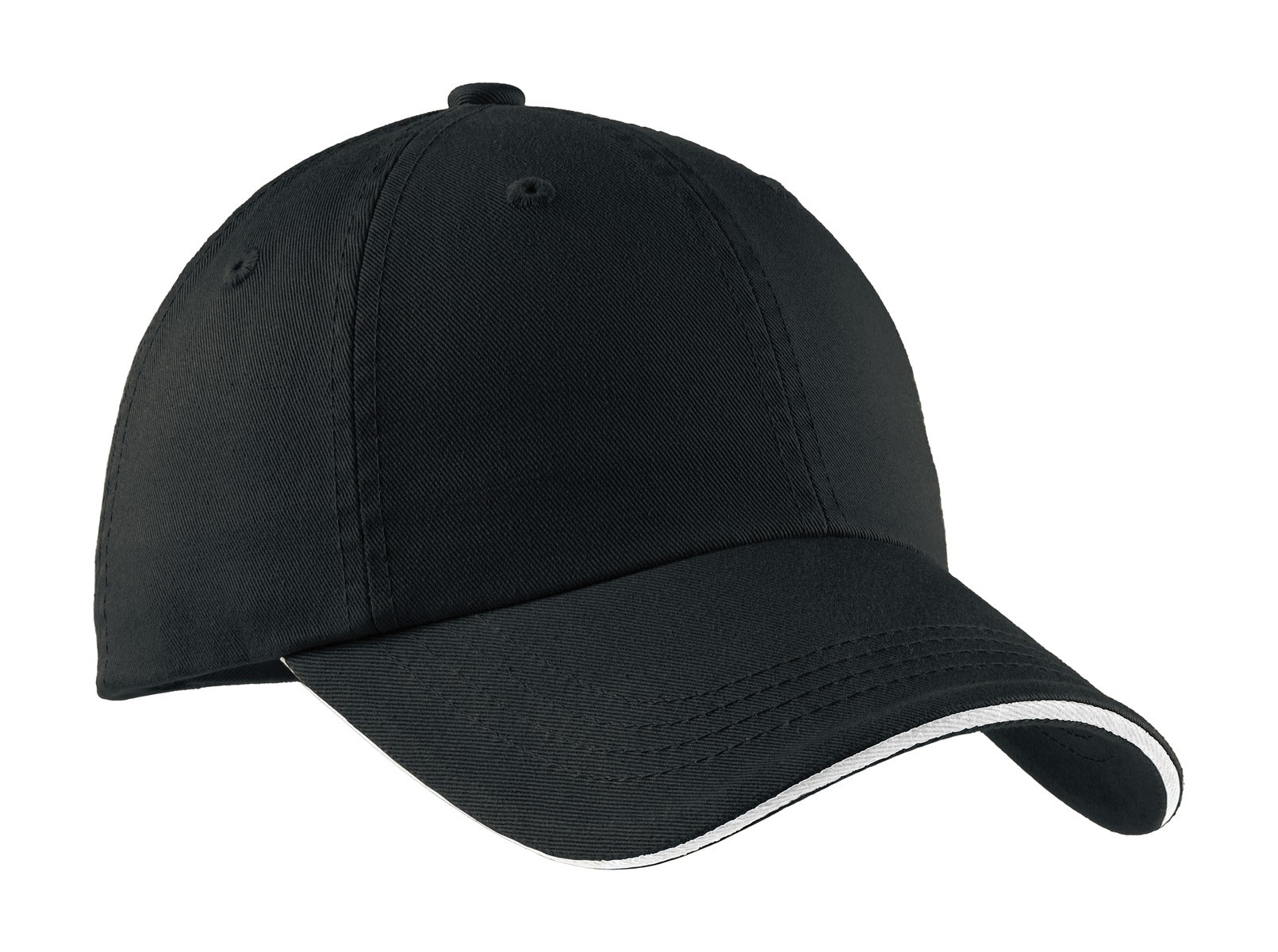 Custom Embroidery or DTF Print - Port Authority ®  Sandwich Bill Cap with Striped Closure.  C830