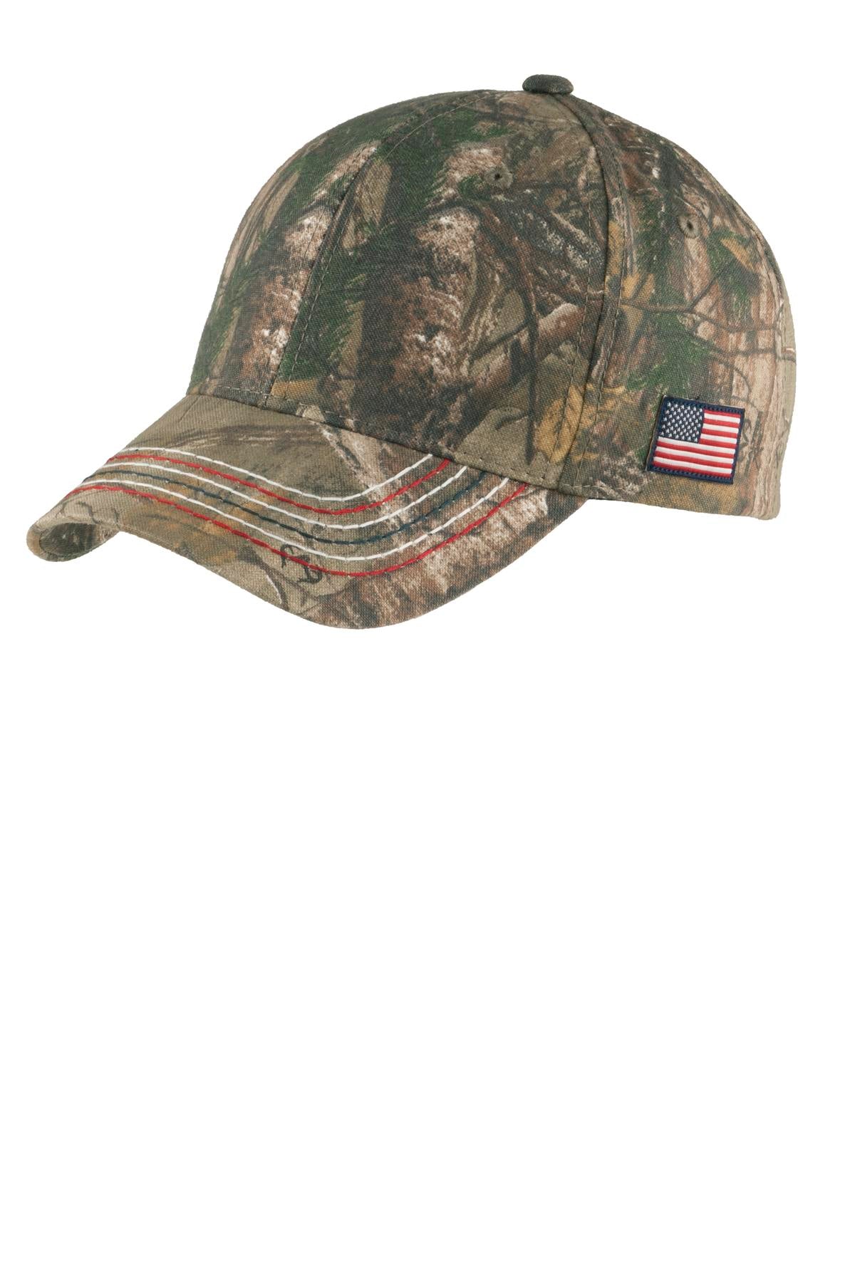Custom Embroidered - Port & Co ™  Americana Contrast Stitch Camouflage Cap. C909