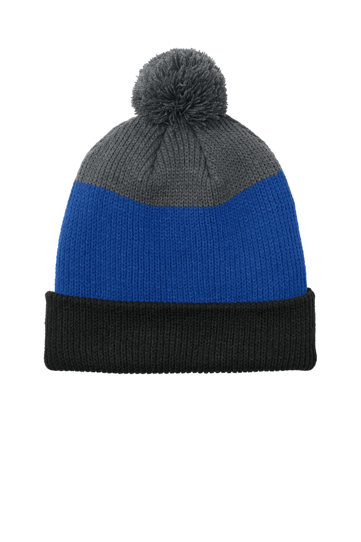 Custom Embroidery or DTF Print - Port Authority ®  Cozy Striped Pom Beanie C979