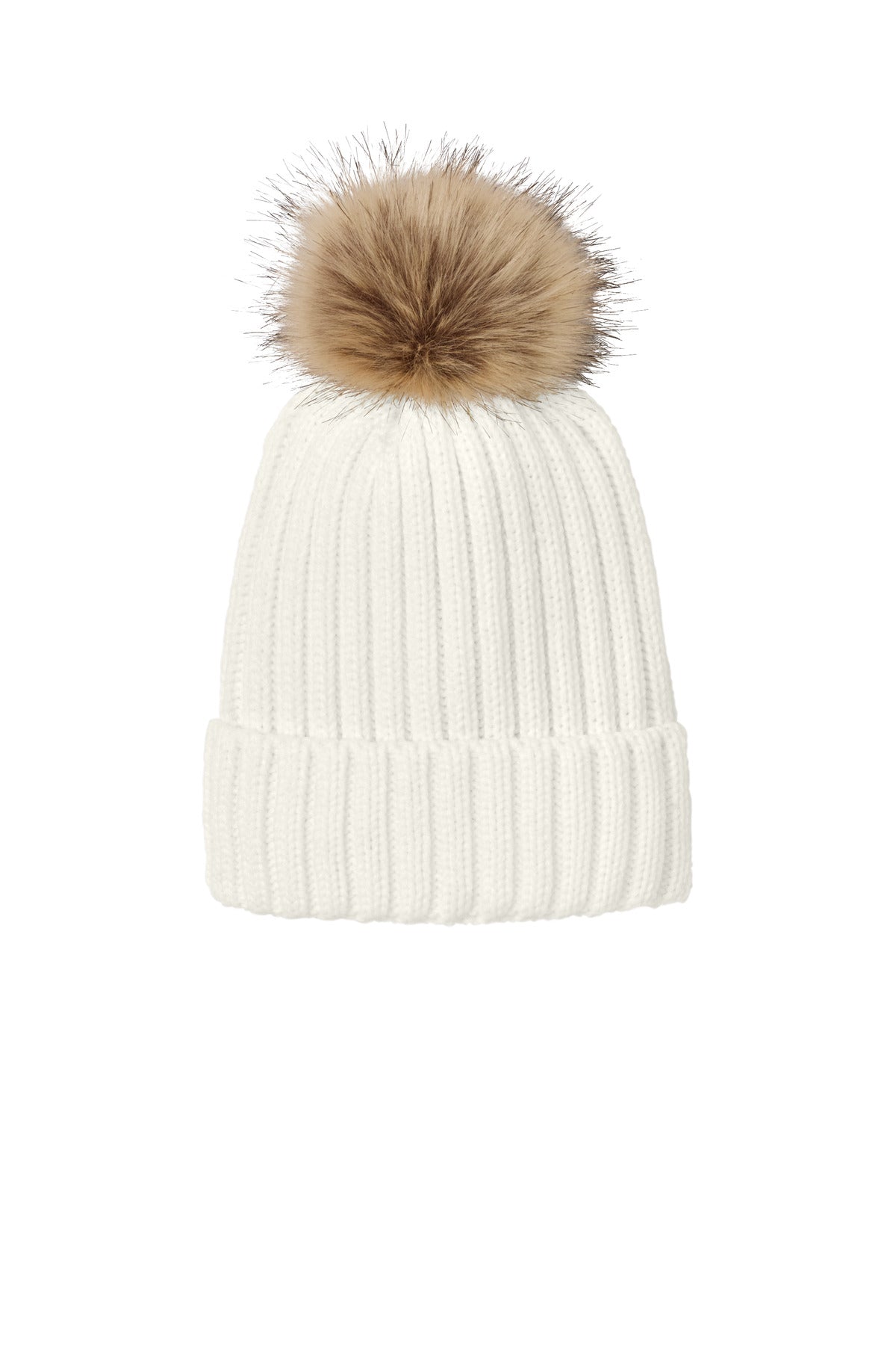 Custom Embroidery or DTF Print - Port Authority ®  Faux Fur Pom Beanie C990