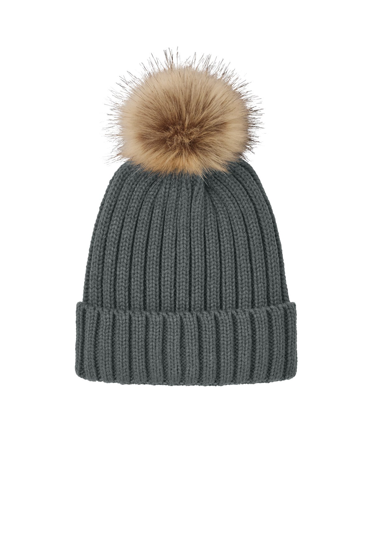 Custom Embroidery or DTF Print - Port Authority ®  Faux Fur Pom Beanie C990