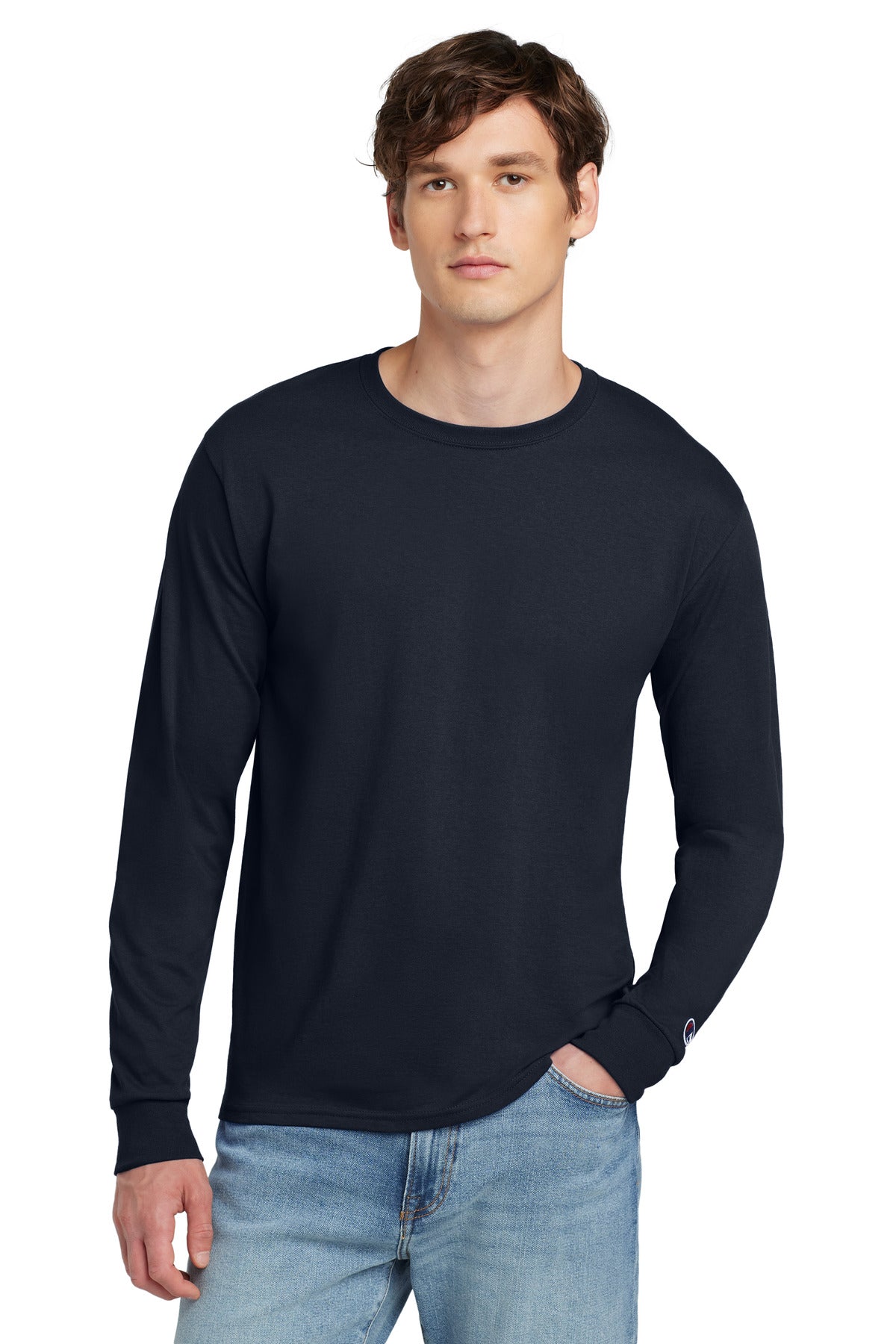 Custom Embroidery or DTF Print - Champion  ®  Heritage 5.2-Oz. Jersey Long Sleeve Tee CC8C