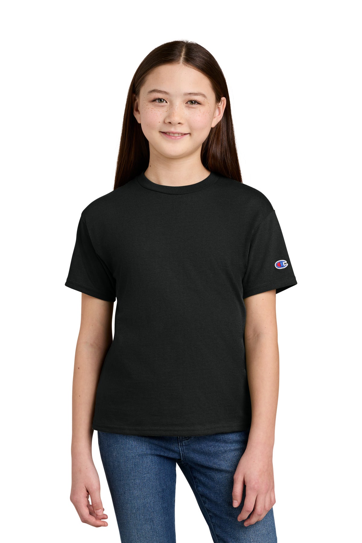 Custom Embroidery or DTF Print - Champion ®  Youth Jersey Short Sleeve Tee CH1081
