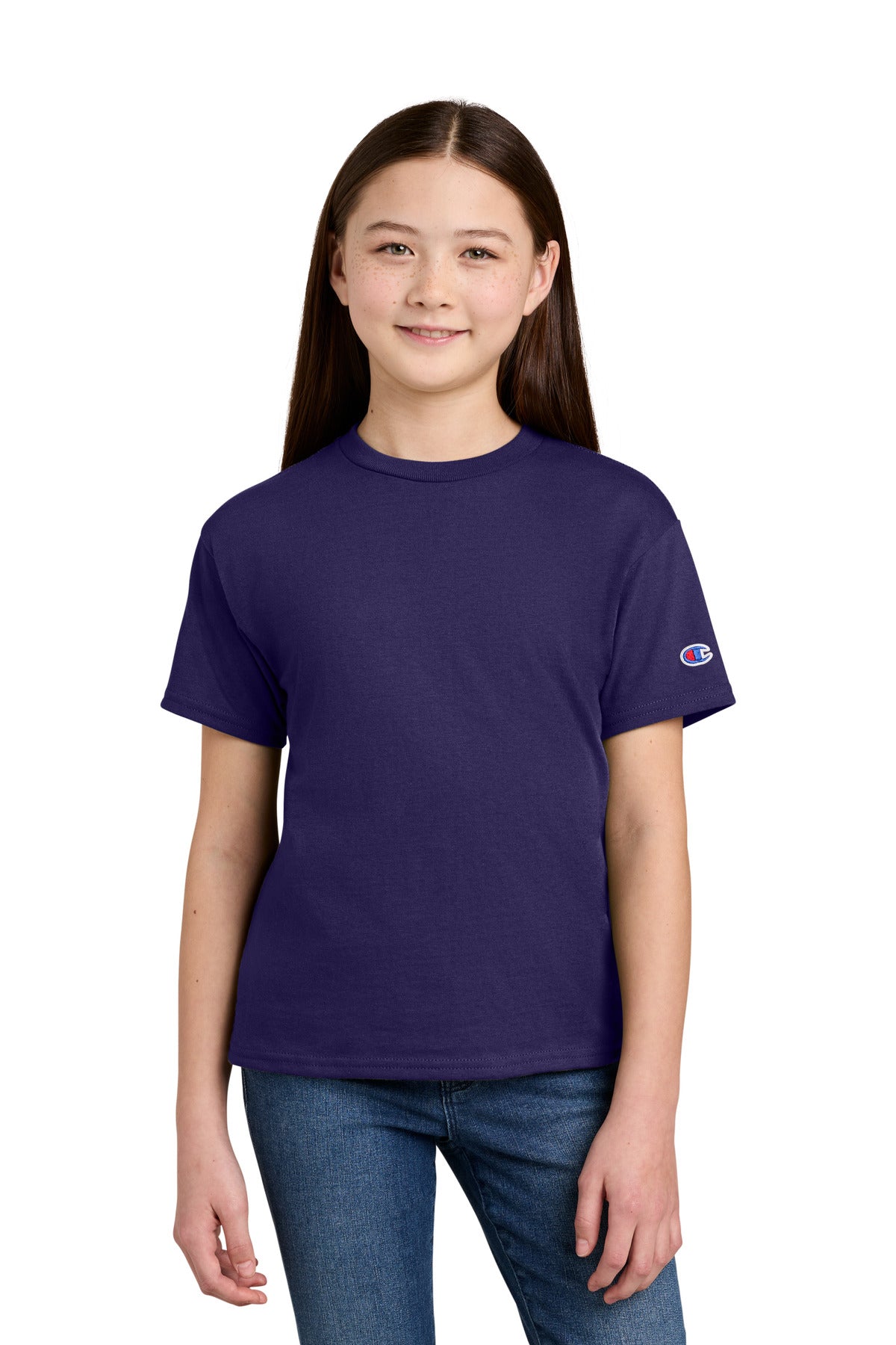 Custom Embroidery or DTF Print - Champion ®  Youth Jersey Short Sleeve Tee CH1081