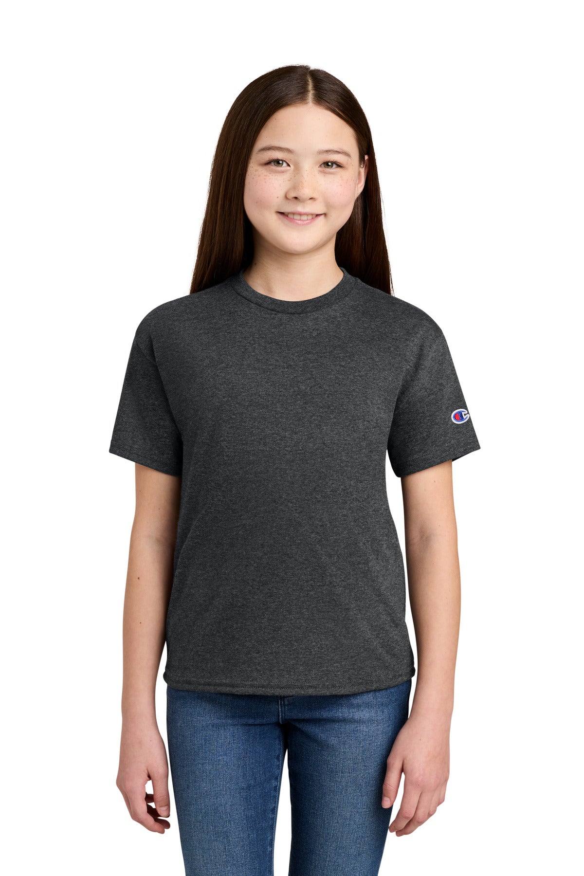 Custom Embroidery or DTF Print - Champion ®  Youth Jersey Short Sleeve Tee CH1081