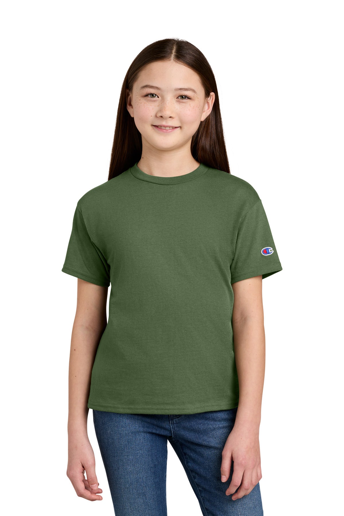 Custom Embroidery or DTF Print - Champion ®  Youth Jersey Short Sleeve Tee CH1081
