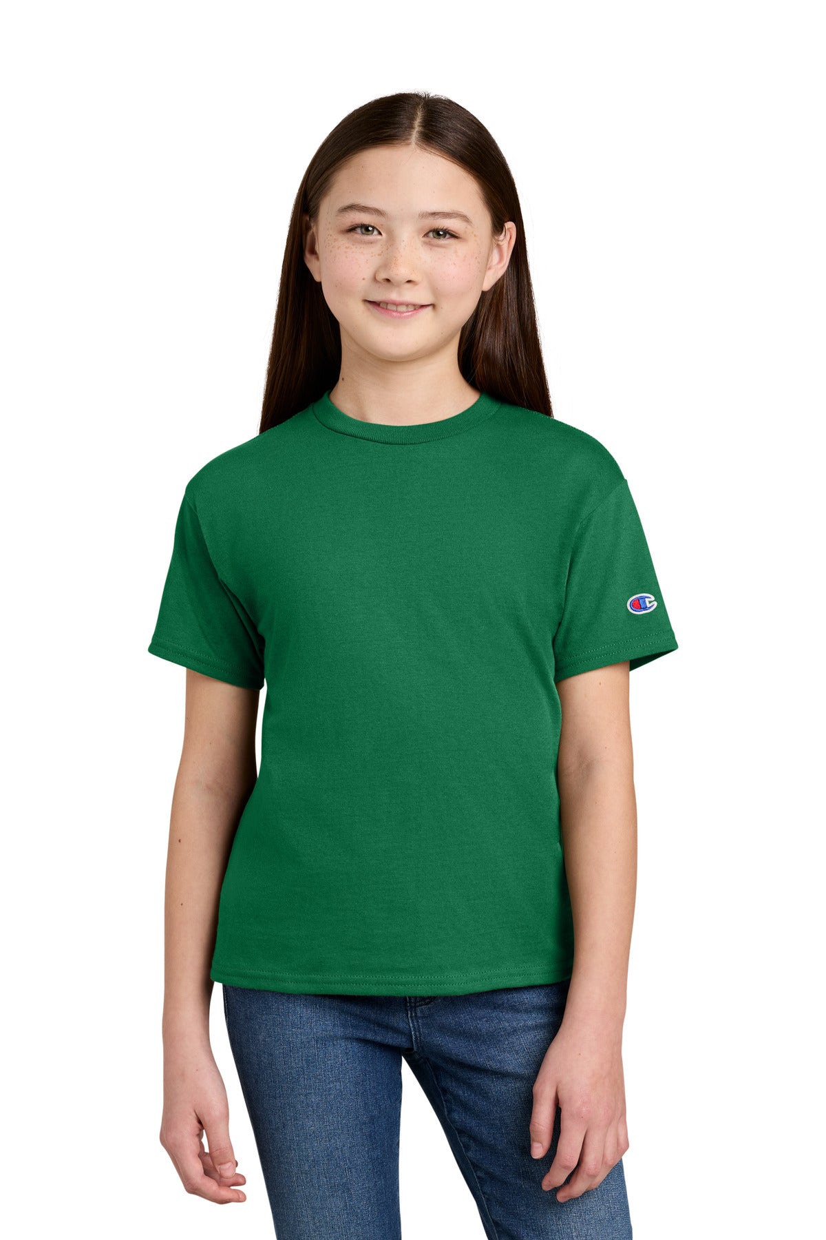Custom Embroidery or DTF Print - Champion ®  Youth Jersey Short Sleeve Tee CH1081