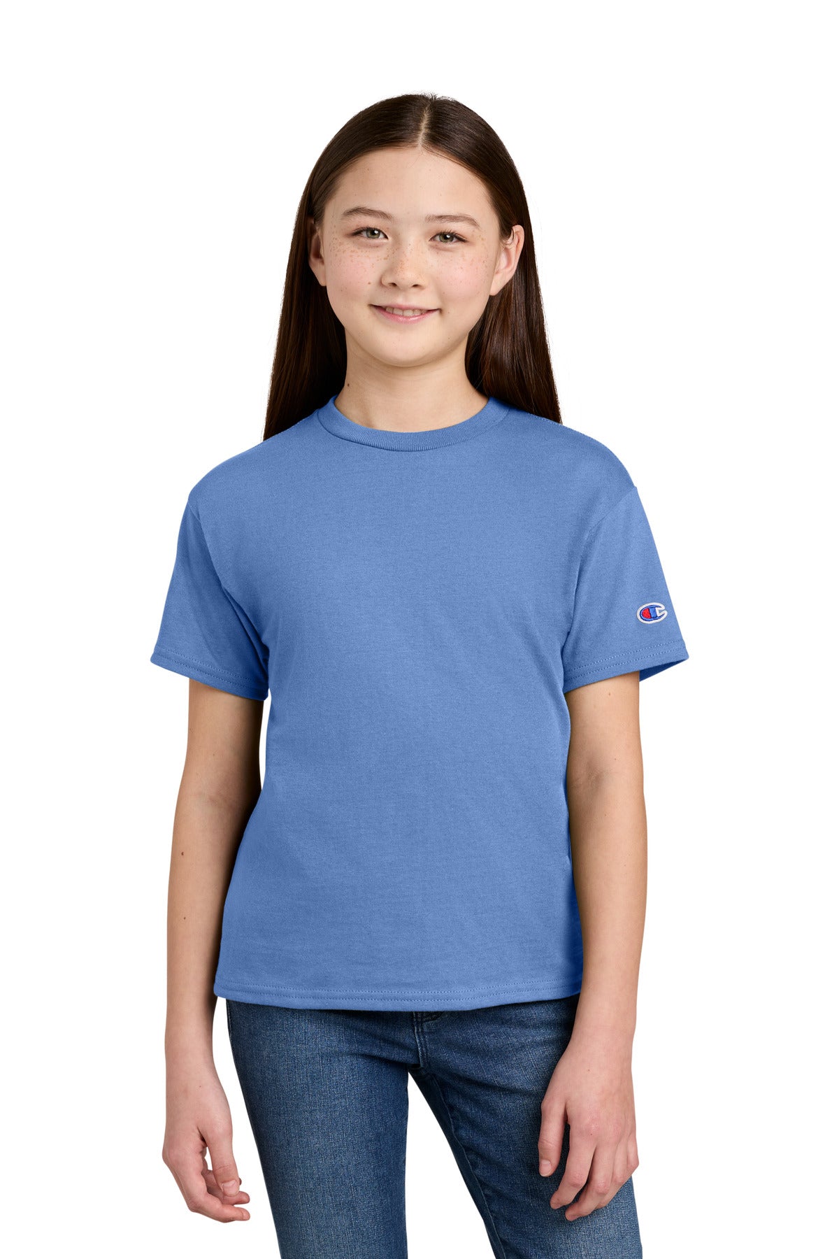 Custom Embroidery or DTF Print - Champion ®  Youth Jersey Short Sleeve Tee CH1081