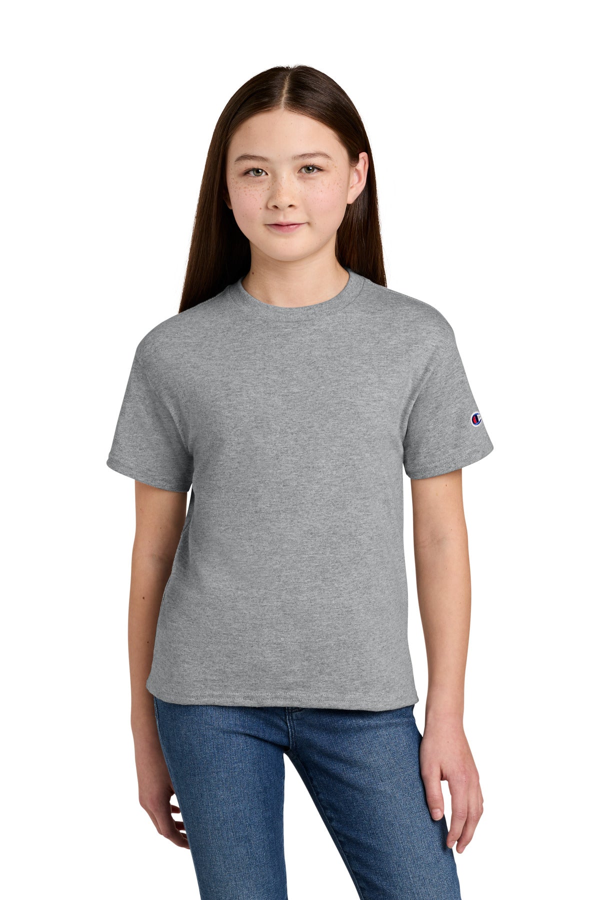 Custom Embroidery or DTF Print - Champion ®  Youth Jersey Short Sleeve Tee CH1081