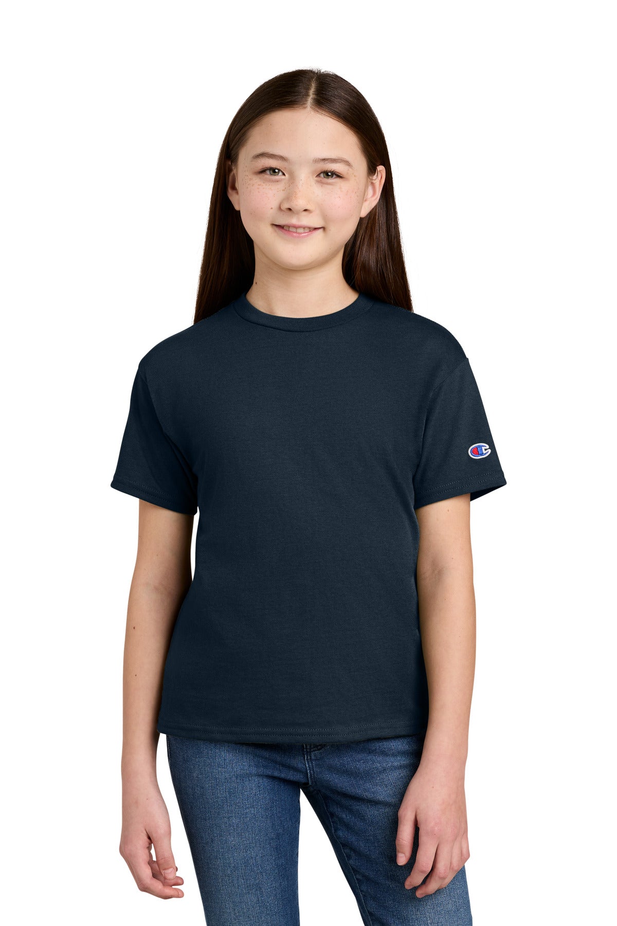 Custom Embroidery or DTF Print - Champion ®  Youth Jersey Short Sleeve Tee CH1081