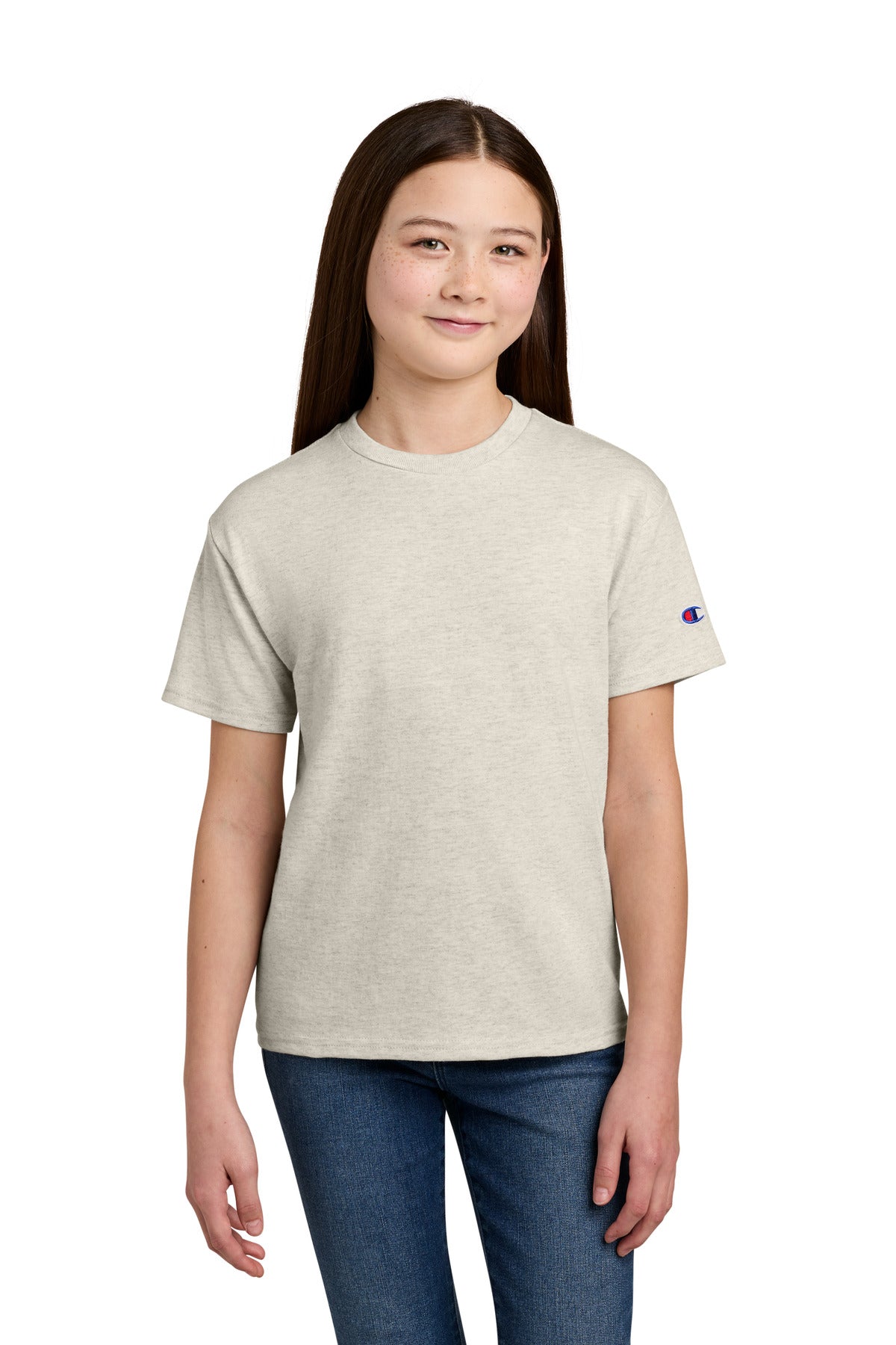 Custom Embroidery or DTF Print - Champion ®  Youth Jersey Short Sleeve Tee CH1081