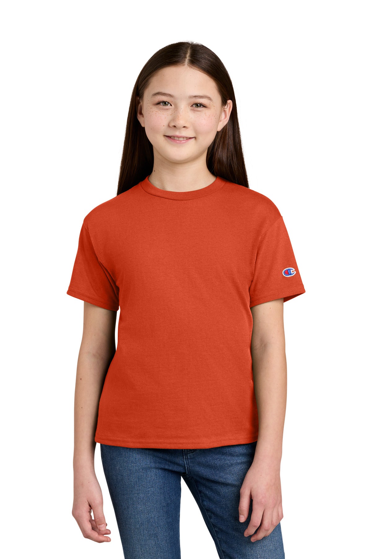 Custom Embroidery or DTF Print - Champion ®  Youth Jersey Short Sleeve Tee CH1081