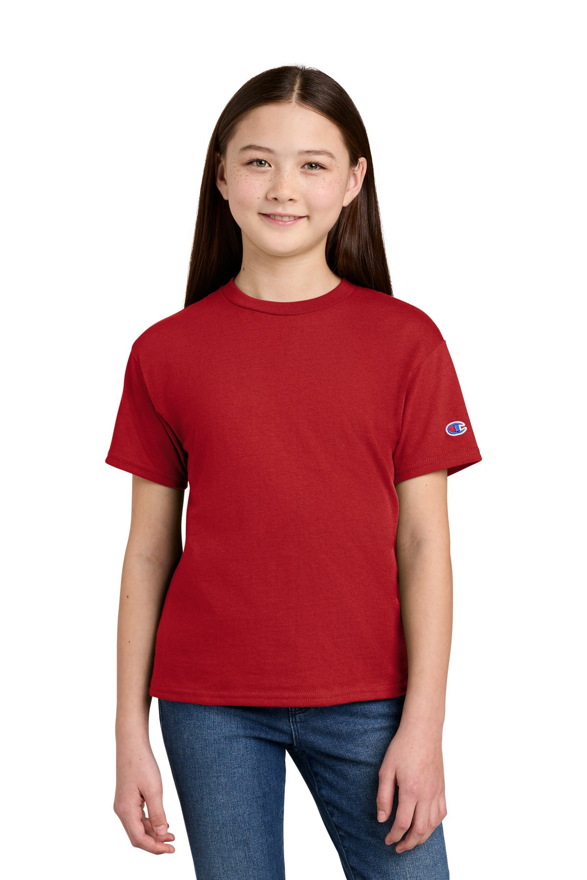 Custom Embroidery or DTF Print - Champion ®  Youth Jersey Short Sleeve Tee CH1081