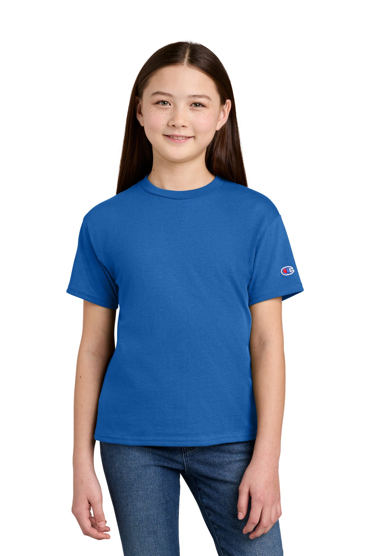 Custom Embroidery or DTF Print - Champion ®  Youth Jersey Short Sleeve Tee CH1081