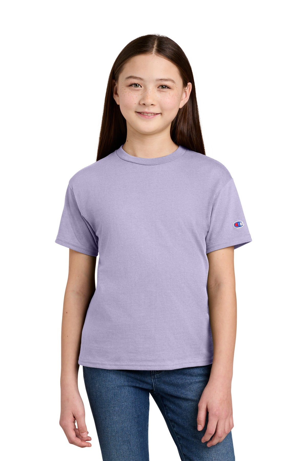Custom Embroidery or DTF Print - Champion ®  Youth Jersey Short Sleeve Tee CH1081