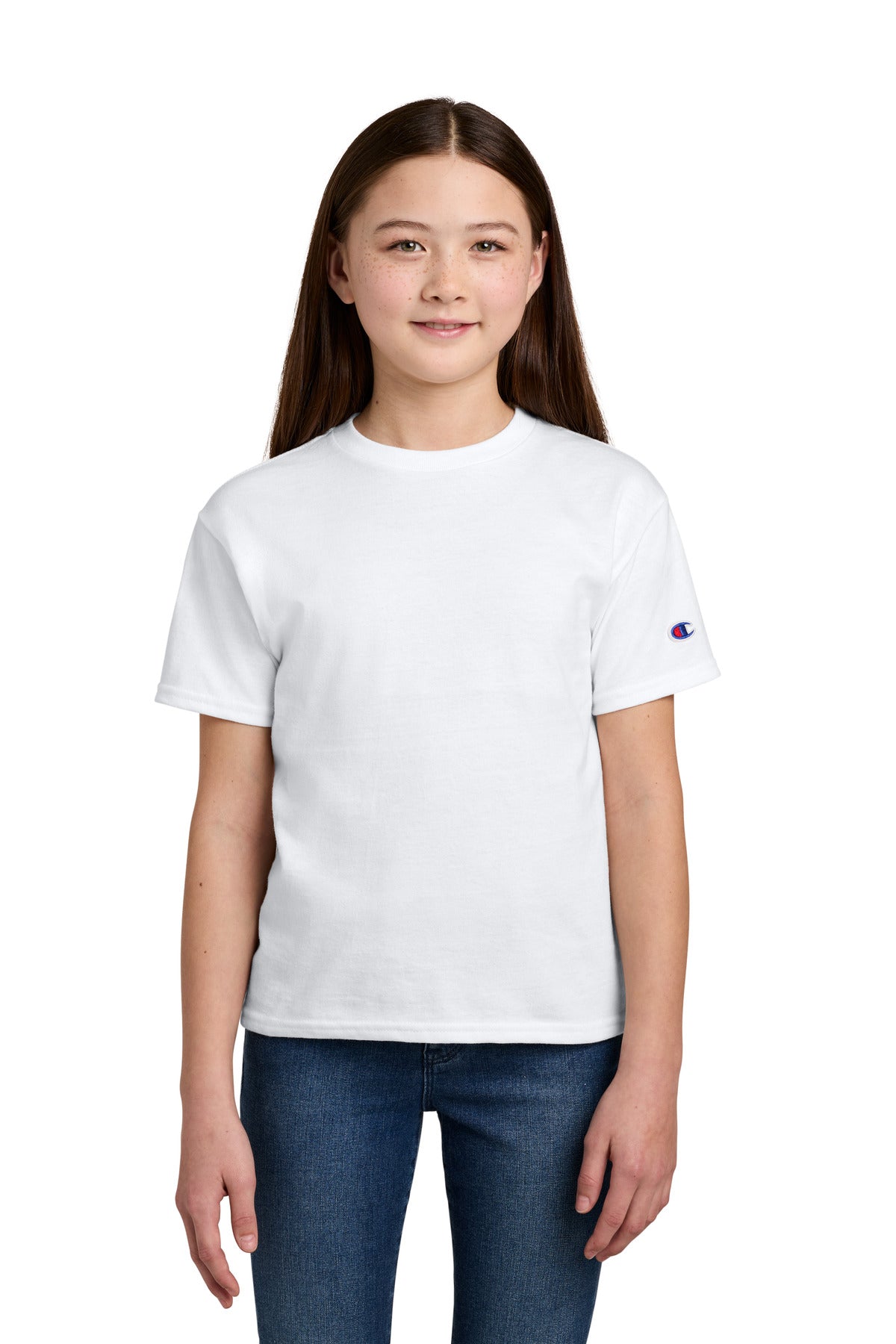 Custom Embroidery or DTF Print - Champion ®  Youth Jersey Short Sleeve Tee CH1081
