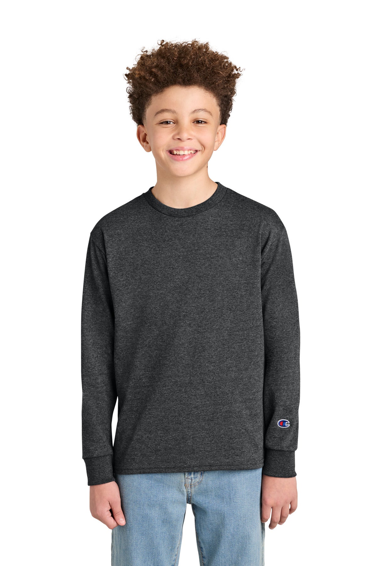 Custom Embroidery or DTF Print - Champion ®  Youth Jersey Long Sleeve Tee CH1751