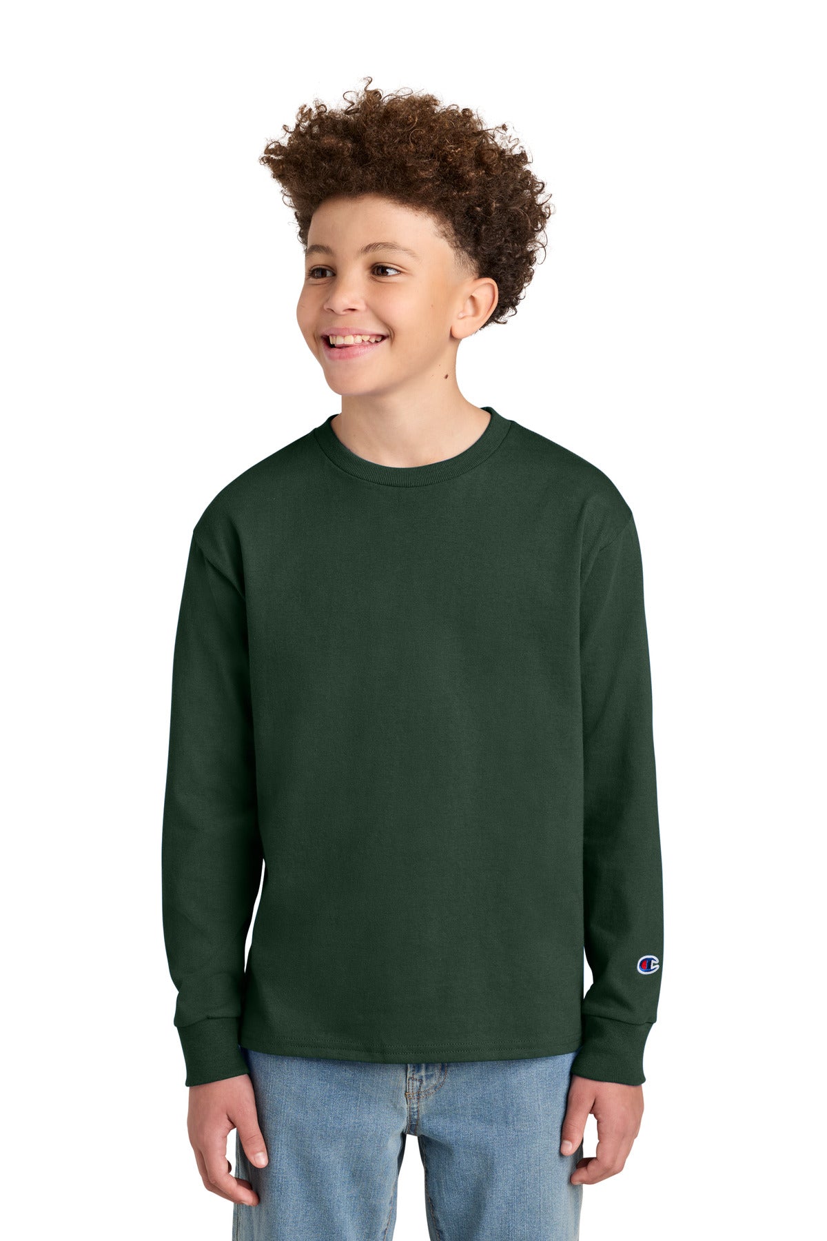 Custom Embroidery or DTF Print - Champion ®  Youth Jersey Long Sleeve Tee CH1751