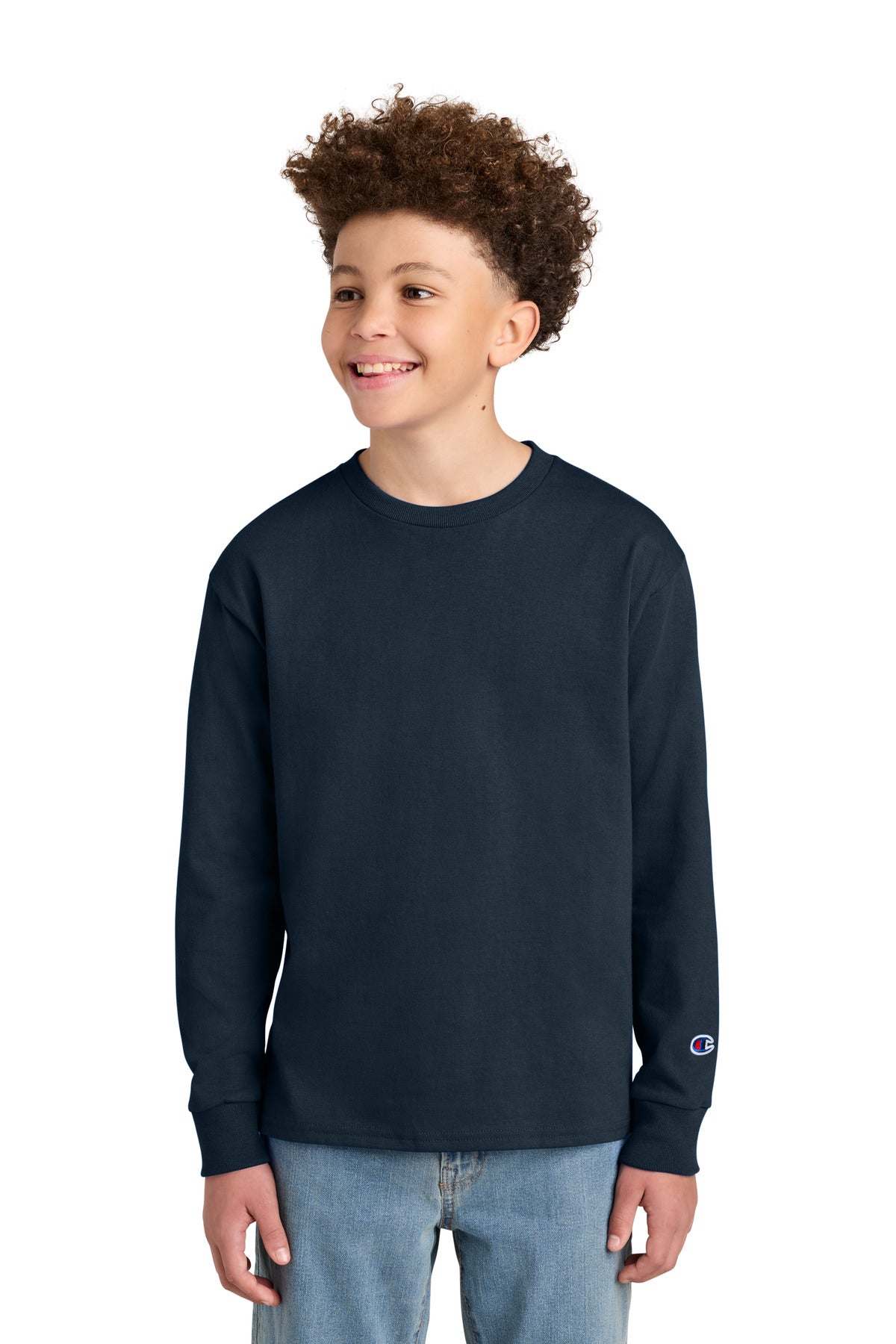 Custom Embroidery or DTF Print - Champion ®  Youth Jersey Long Sleeve Tee CH1751