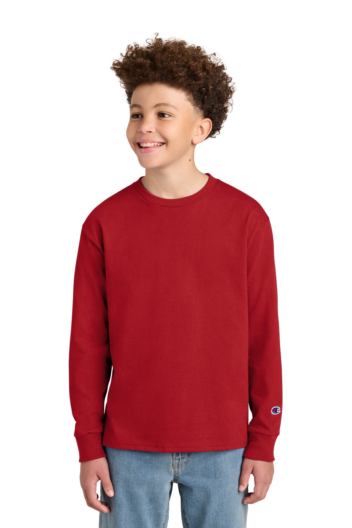 Custom Embroidery or DTF Print - Champion ®  Youth Jersey Long Sleeve Tee CH1751