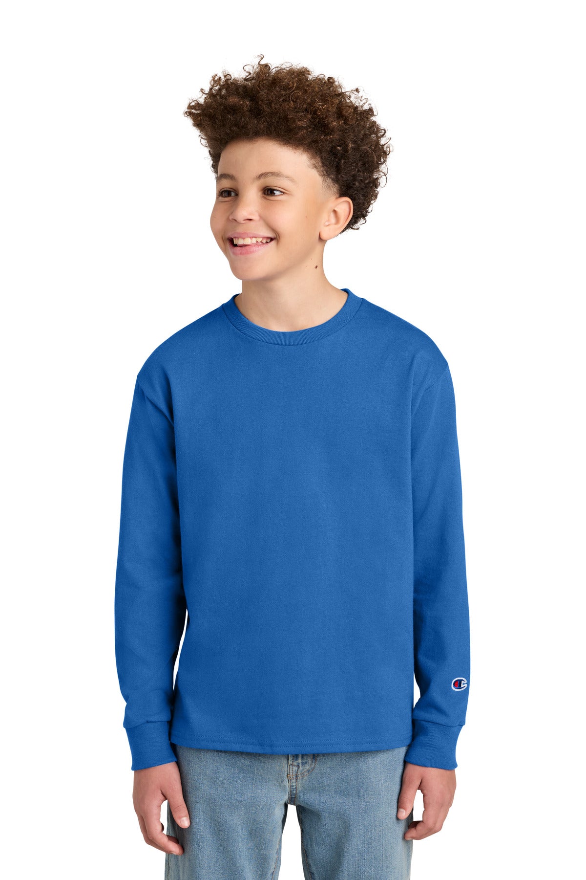 Custom Embroidery or DTF Print - Champion ®  Youth Jersey Long Sleeve Tee CH1751
