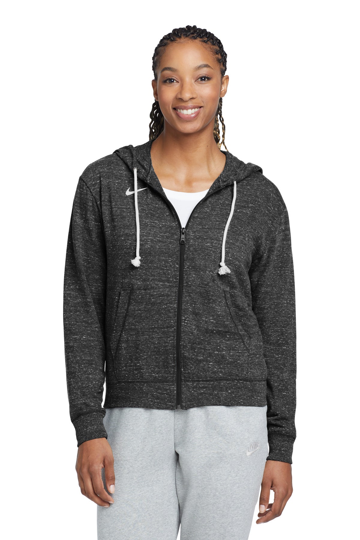Custom Embroidery or DTF Print - Nike Women's Gym Vintage Full-Zip Hoodie CN9402