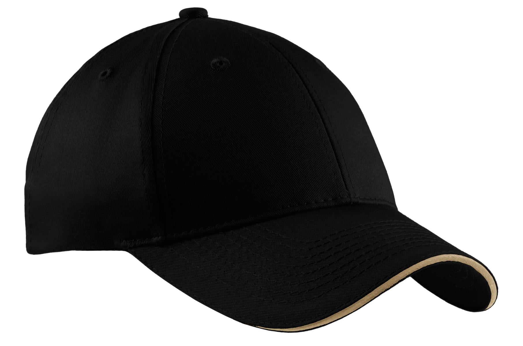 Custom Embroidery or DTF Print - Port Authority ®  Cotton Twill Sandwich Bill Cap.  CP85