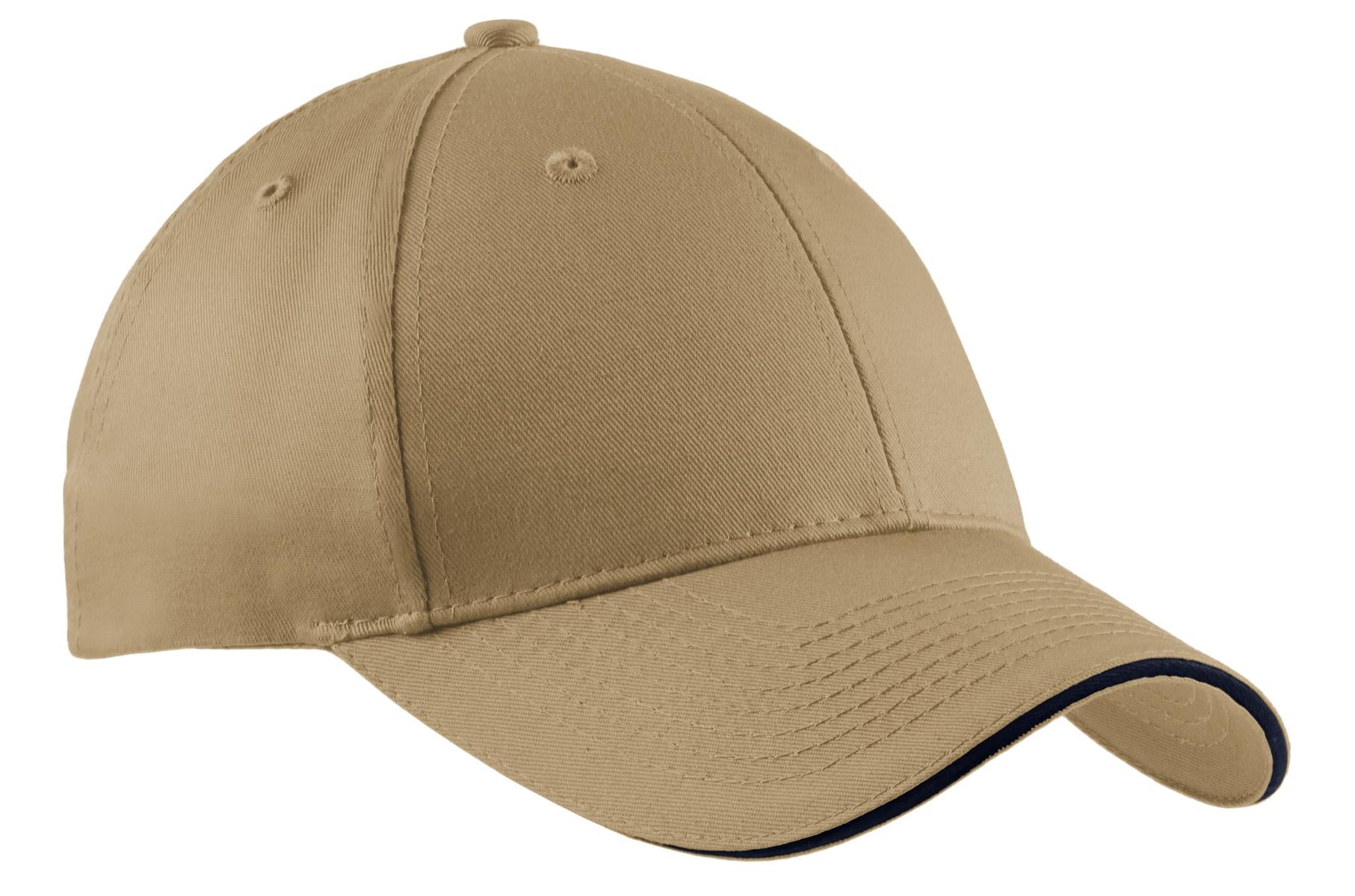 Custom Embroidery or DTF Print - Port Authority ®  Cotton Twill Sandwich Bill Cap.  CP85