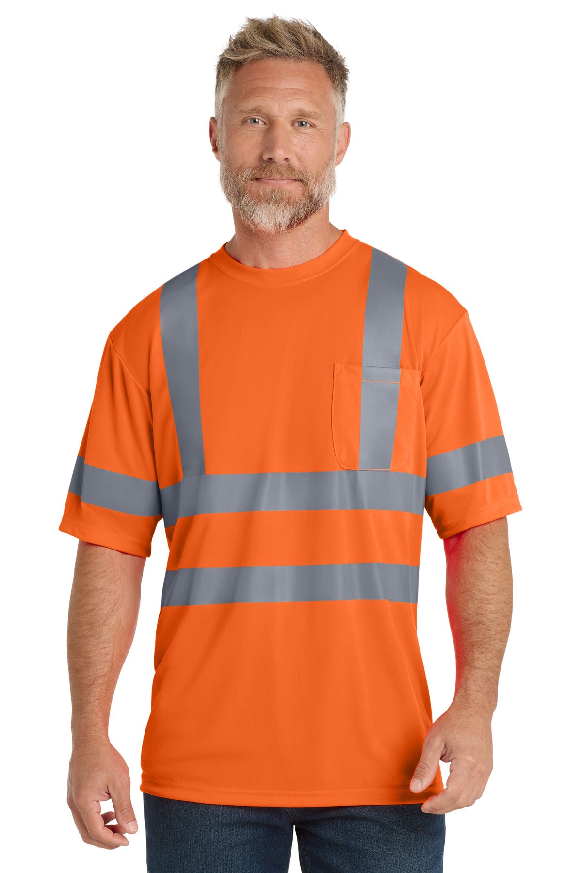 Custom Embroidery or DTF Print - CornerStone ®  - ANSI 107 Class 3 Short Sleeve Snag-Resistant Reflective T-Shirt. CS408