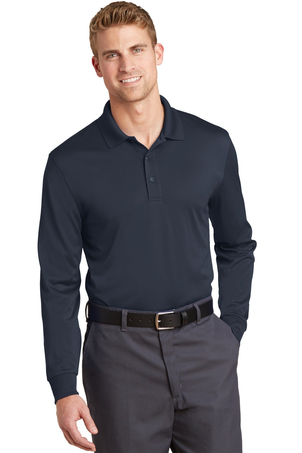 Custom Embroidery or DTF Print - CornerStone ®  Select Snag-Proof Long Sleeve Polo. CS412LS