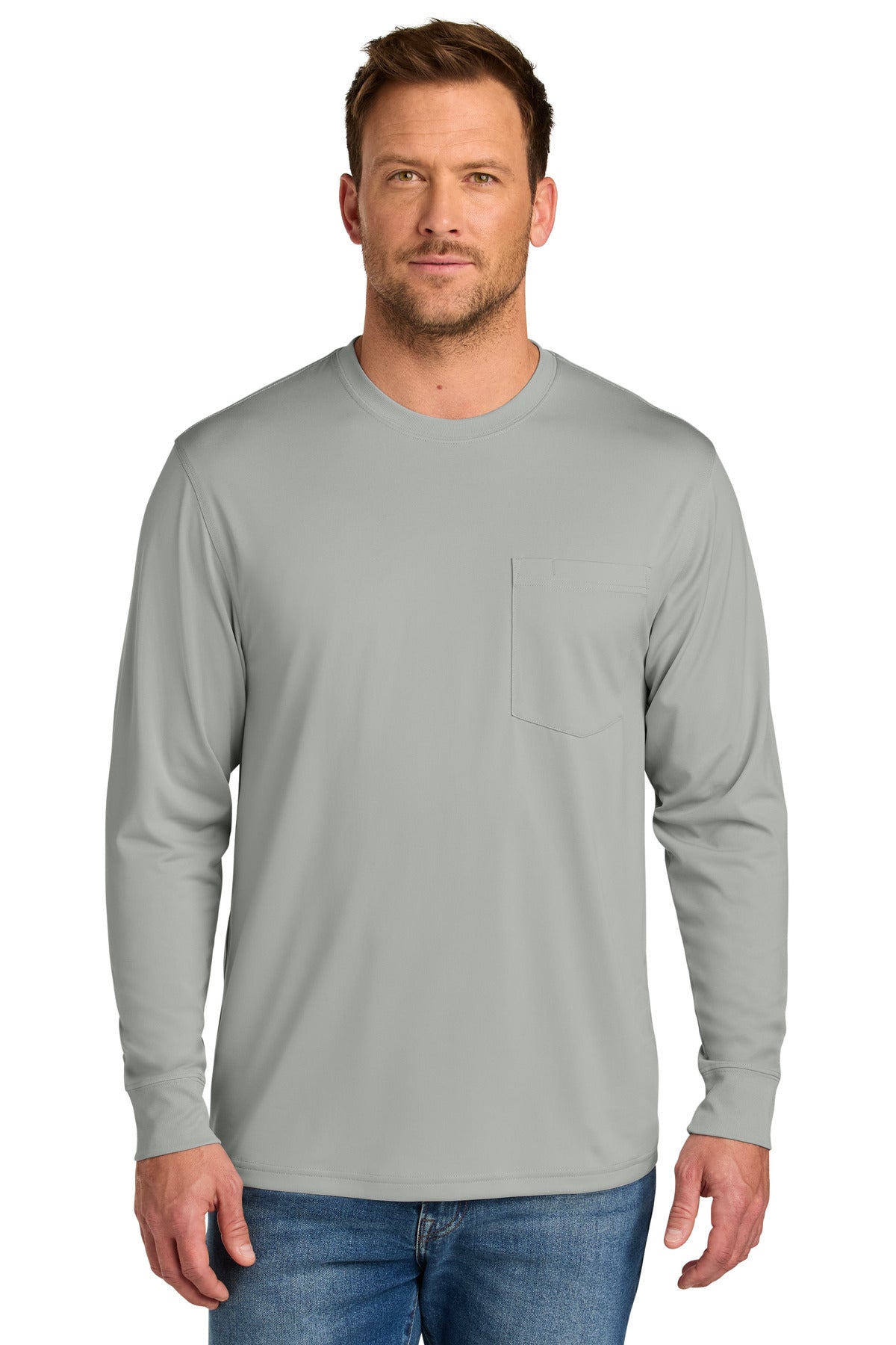 Custom Embroidery or DTF Print - CornerStone ®  Workwear Pro Long Sleeve Pocket Tee CS440LSP