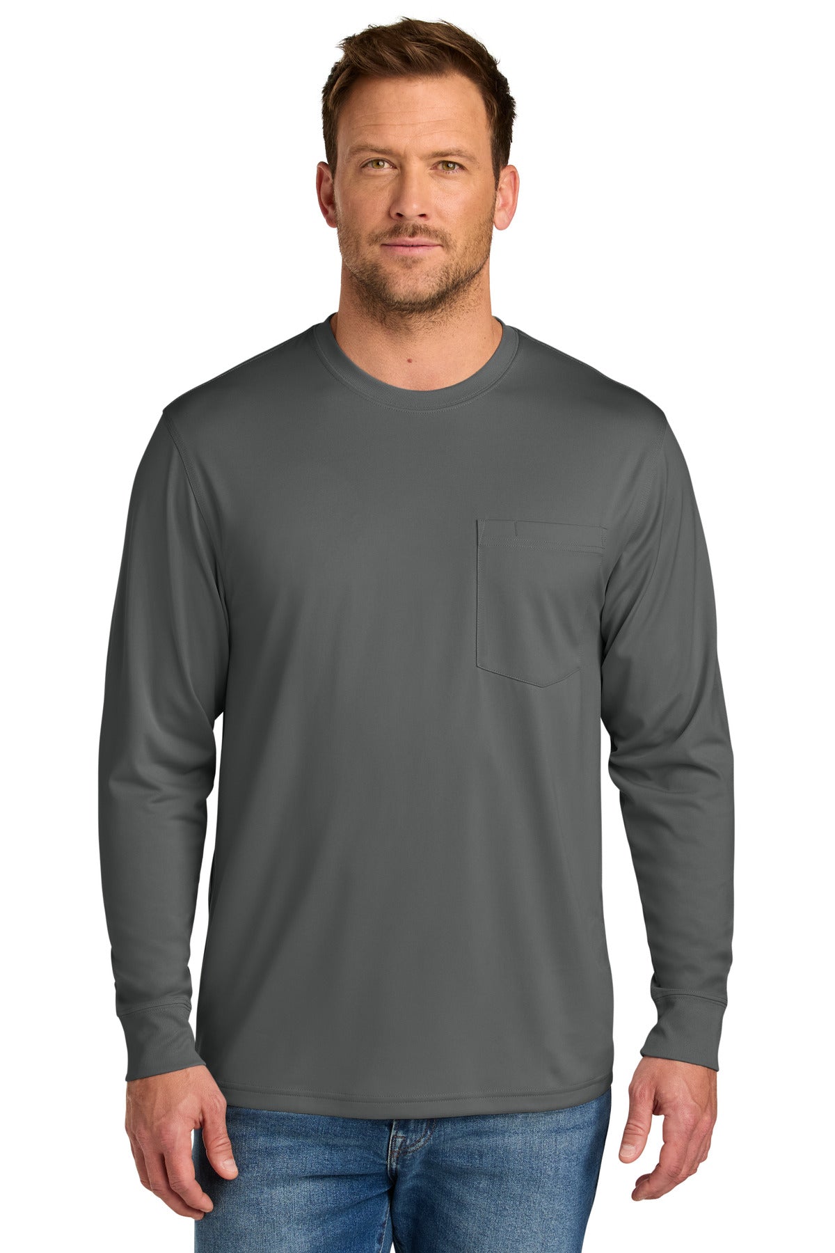 Custom Embroidery or DTF Print - CornerStone ®  Workwear Pro Long Sleeve Pocket Tee CS440LSP