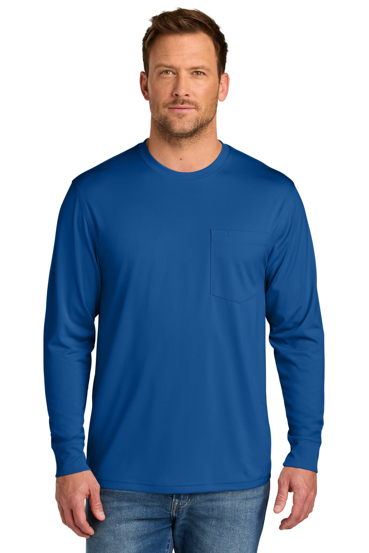 Custom Embroidery or DTF Print - CornerStone ®  Workwear Pro Long Sleeve Pocket Tee CS440LSP