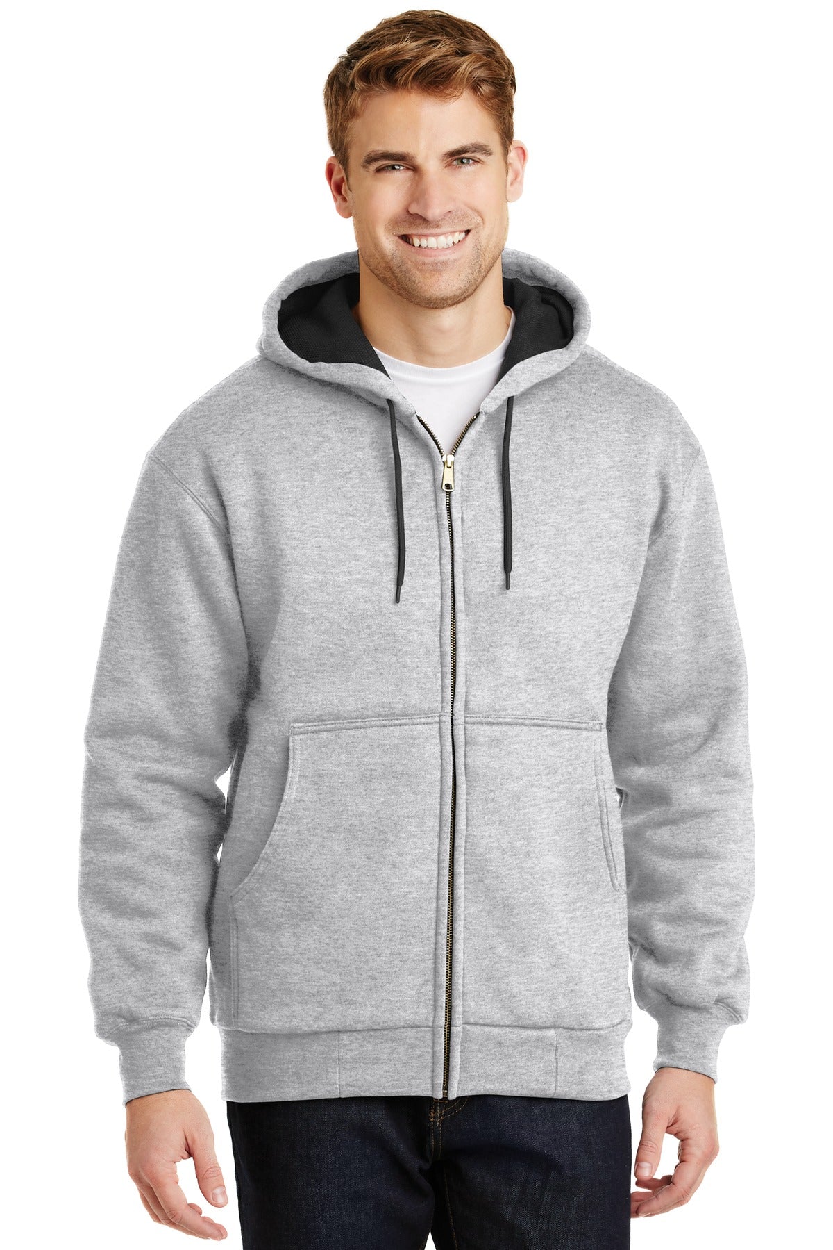 Custom Embroidery or DTF Print - CornerStone ®  - Heavyweight Full-Zip Hooded Sweatshirt with Thermal Lining.  CS620