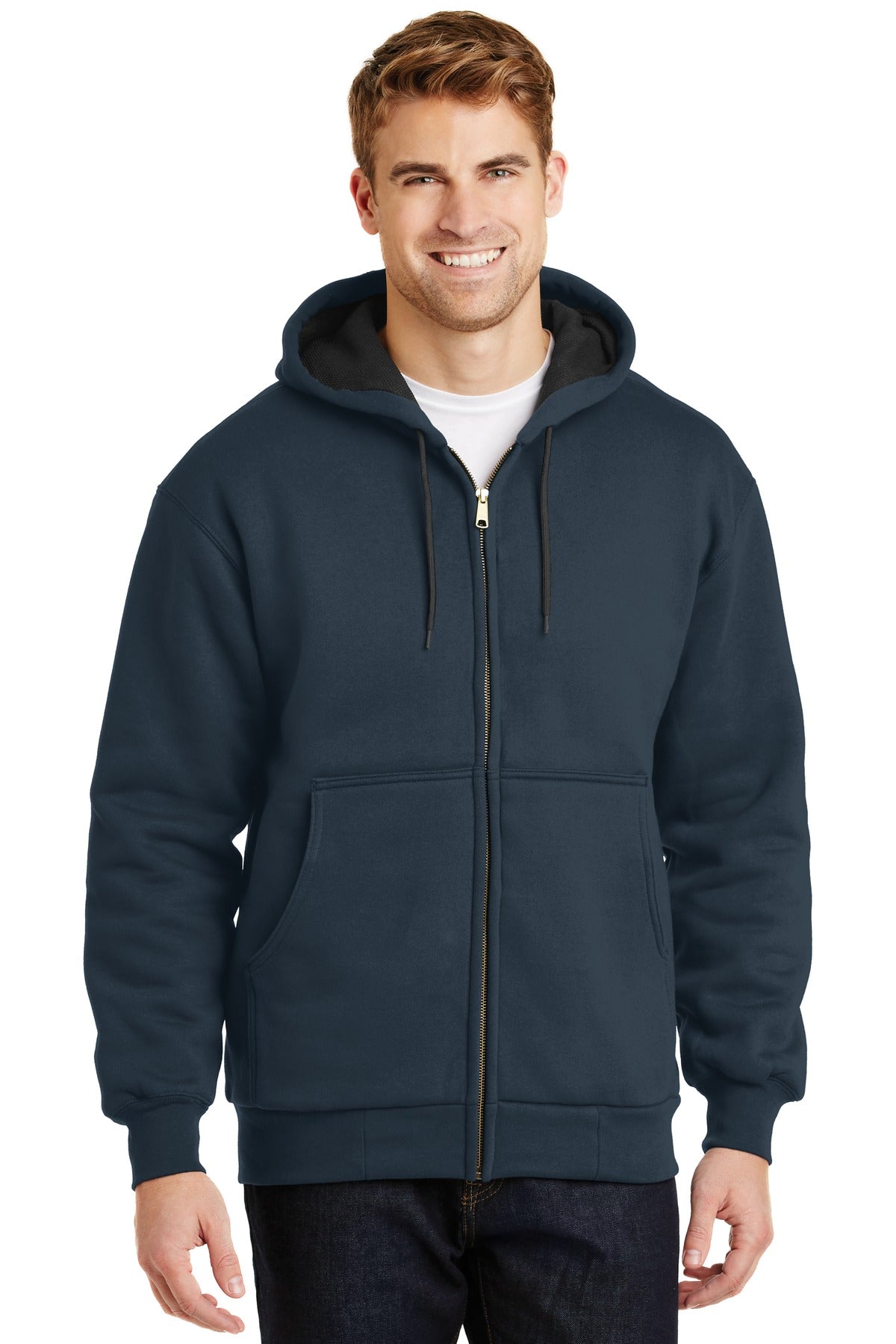 Custom Embroidery or DTF Print - CornerStone ®  - Heavyweight Full-Zip Hooded Sweatshirt with Thermal Lining.  CS620