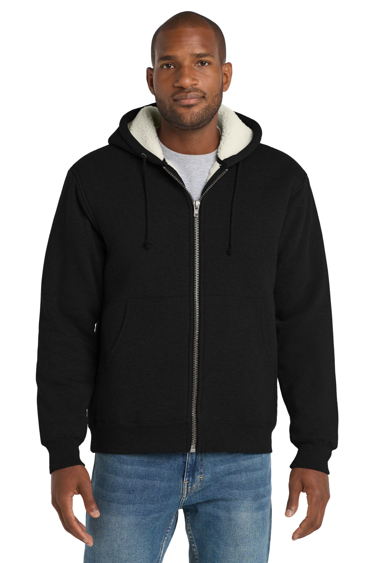 Custom Embroidery or DTF Print - CornerStone ®  Heavyweight Sherpa-Lined Hooded Fleece Jacket. CS625