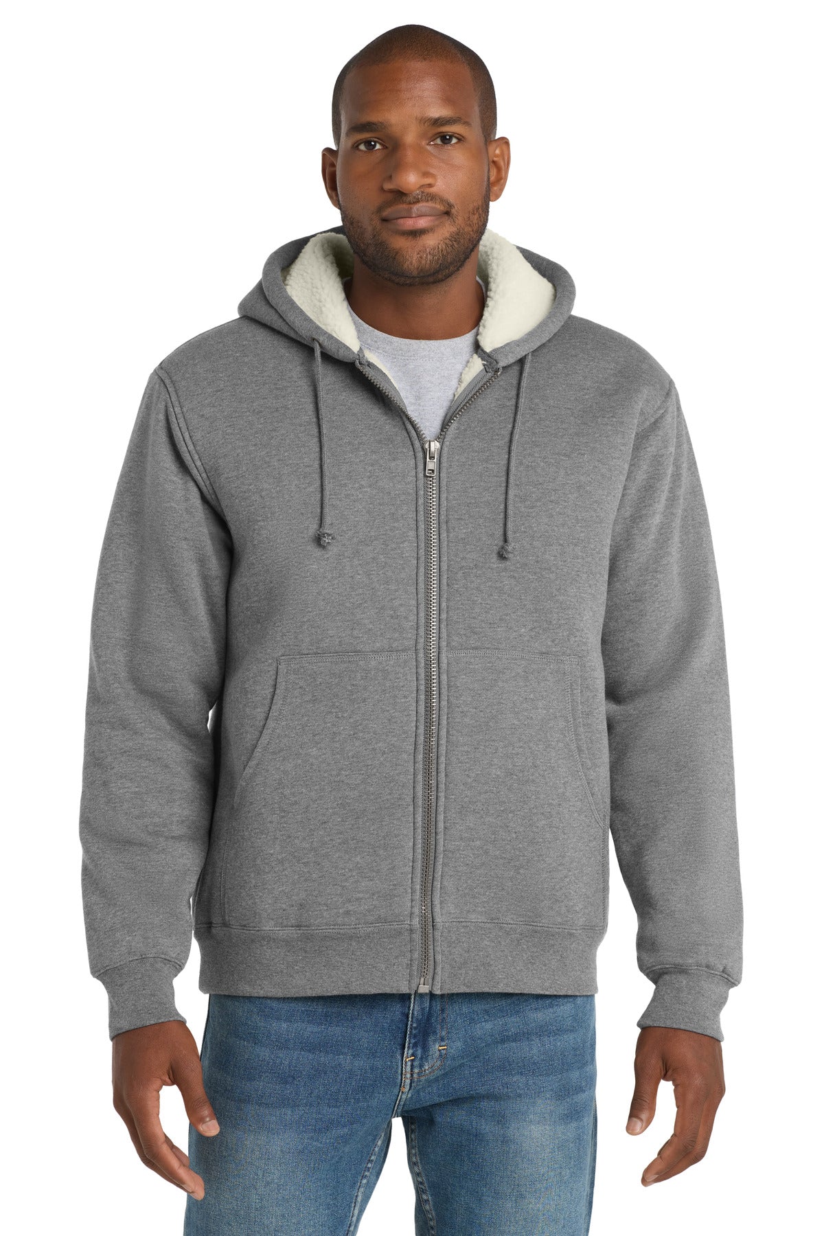 Custom Embroidery or DTF Print - CornerStone ®  Heavyweight Sherpa-Lined Hooded Fleece Jacket. CS625