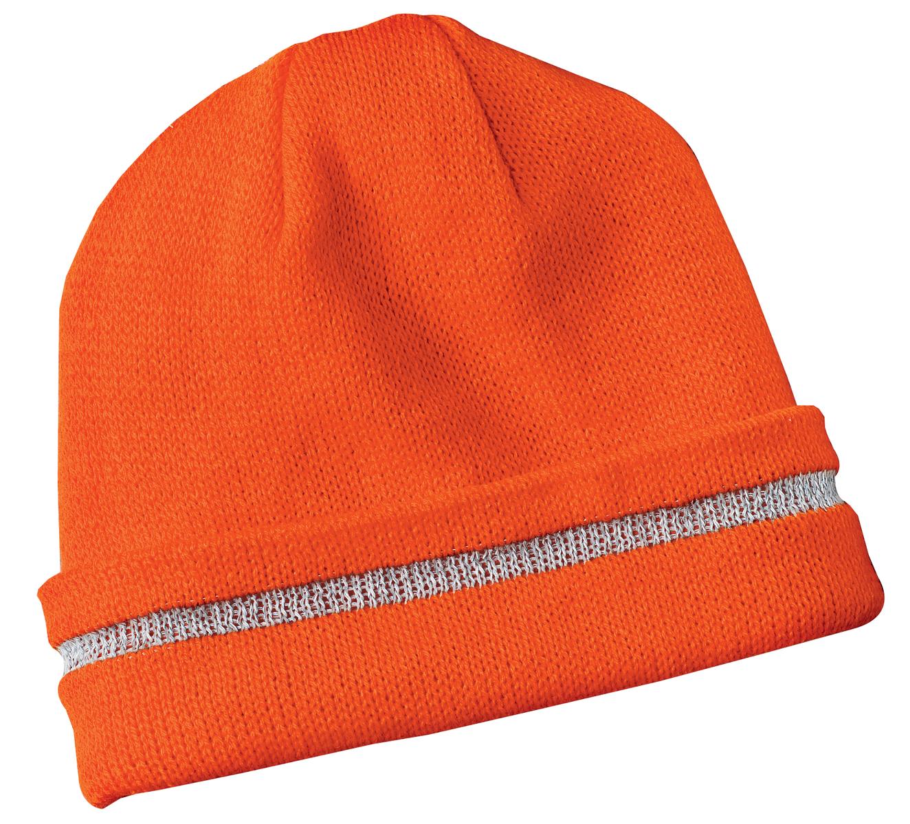 Custom Embroidery or DTF Print - CornerStone ®  - Enhanced Visibility Beanie with Reflective Stripe.  CS800