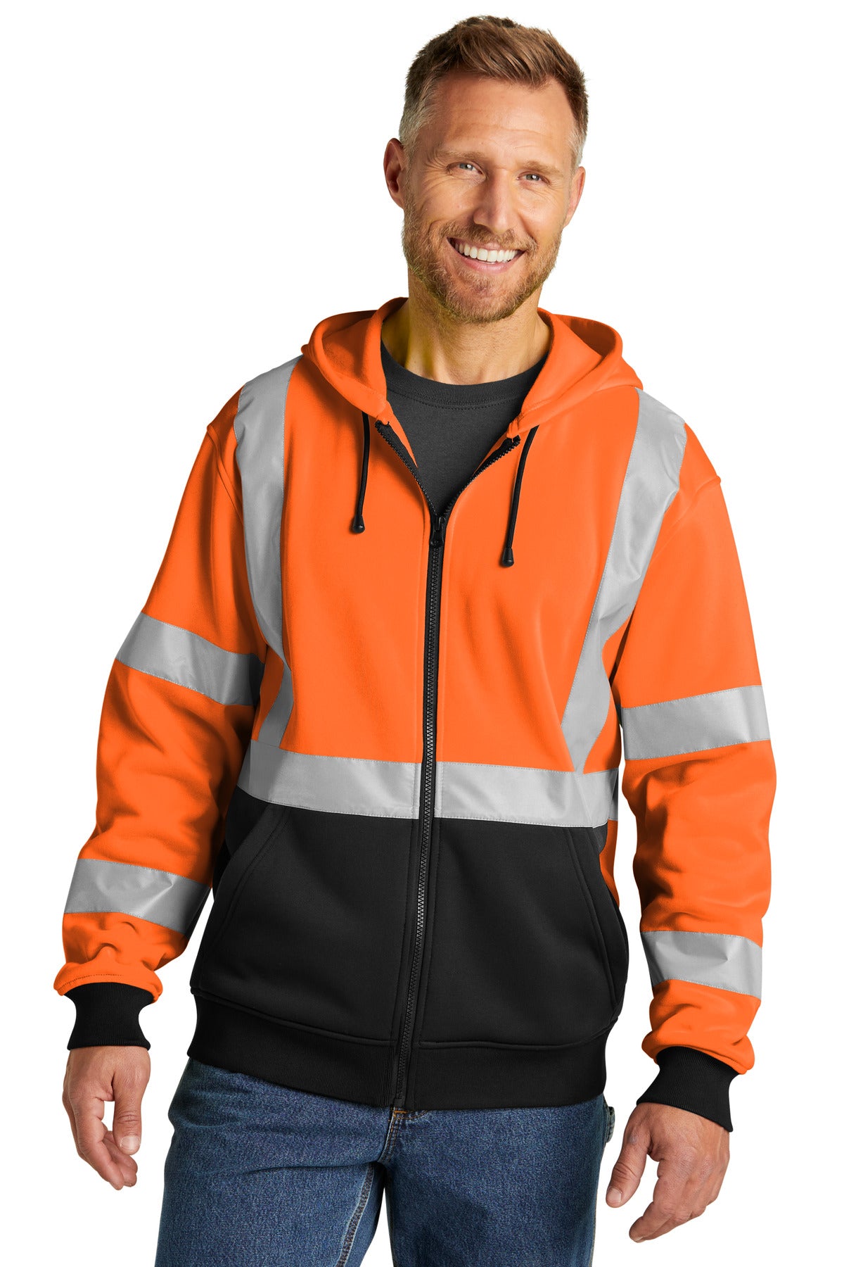 Custom Embroidery or DTF Print - CornerStone ®  A107 Class 3 Heavy-Duty Fleece Full-Zip Hoodie CSF300