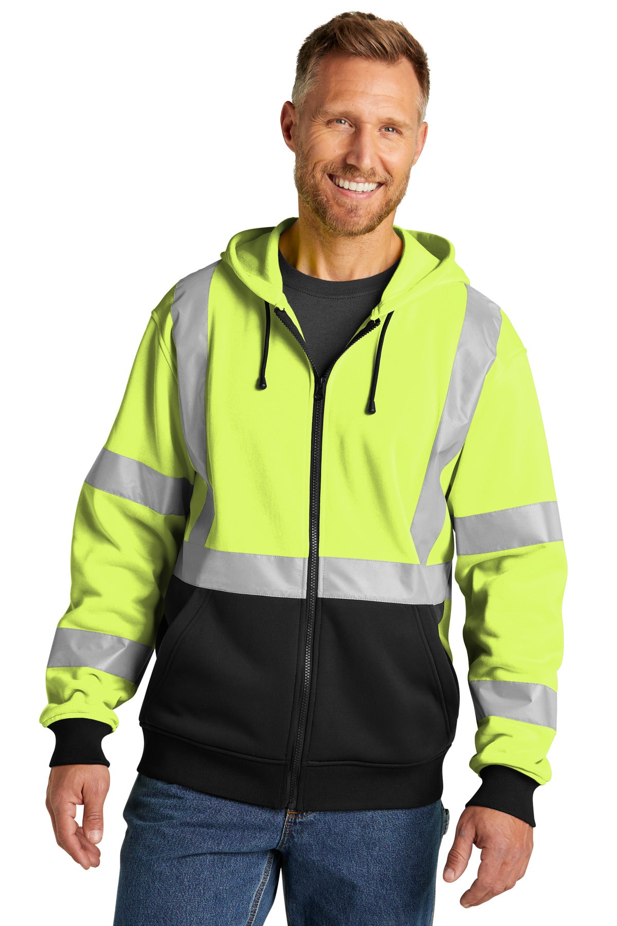 Custom Embroidery or DTF Print - CornerStone ®  A107 Class 3 Heavy-Duty Fleece Full-Zip Hoodie CSF300