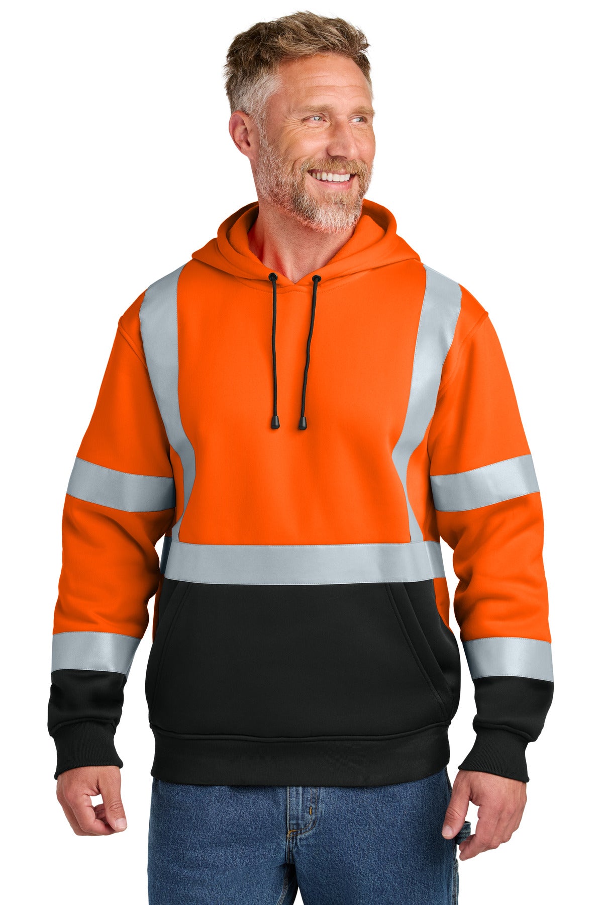 Custom Embroidery or DTF Print - CornerStone ®  ANSI 107 Class 3 Heavy-Duty Fleece Pullover Hoodie CSF301