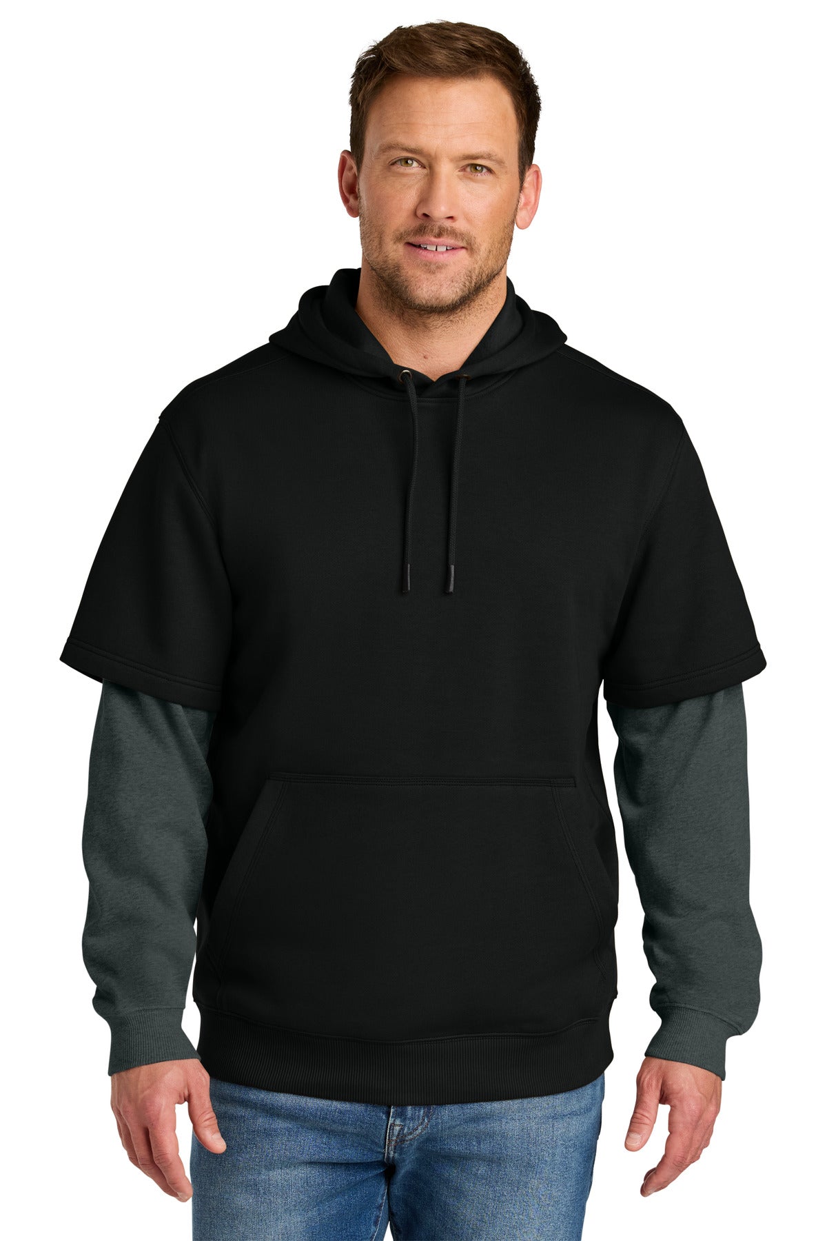 Custom Embroidery or DTF Print - CornerStone ®  Tough Fleece Layered Hoodie CSF632