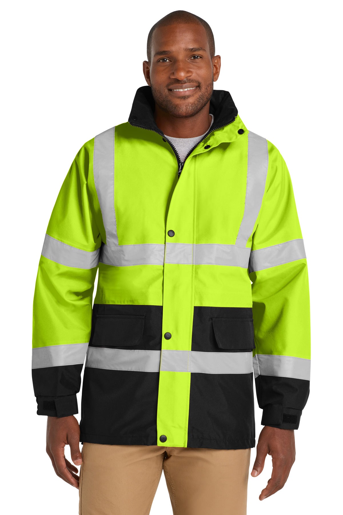 Custom Embroidery or DTF Print - CornerStone ®  - ANSI 107 Class 3 Waterproof Parka. CSJ24