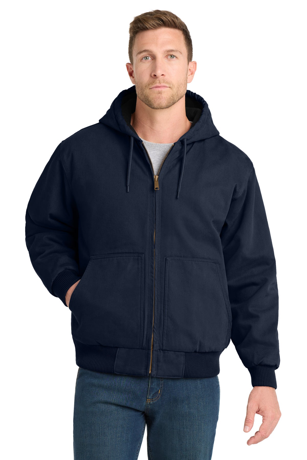 Custom Embroidery or DTF Print - CornerStone ®  Washed Duck Cloth Insulated Hooded Work Jacket. CSJ41
