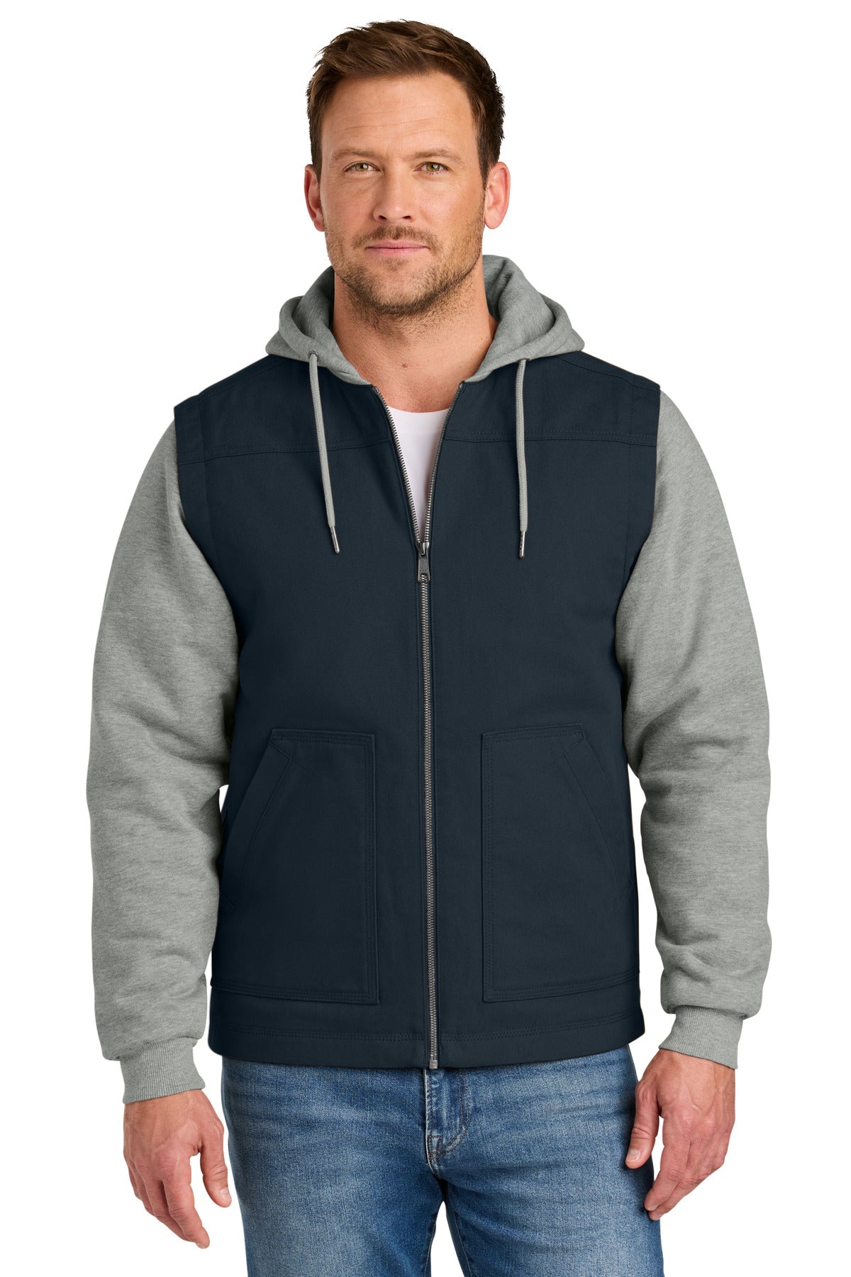 Custom Embroidery or DTF Print - CornerStone ®  Duck Fleece Full-Zip Hooded Jacket CSJ42