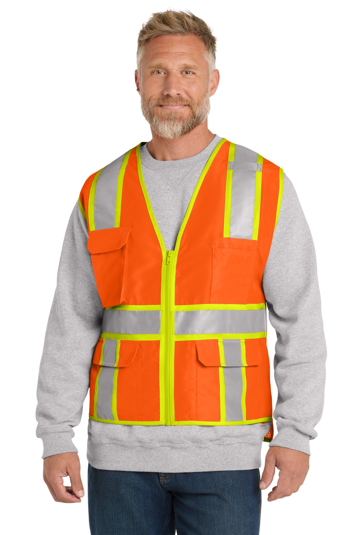 Custom Embroidery or DTF Print - CornerStone  ®  ANSI 107 Class 2 Surveyor Zippered Two-Tone Vest. CSV105