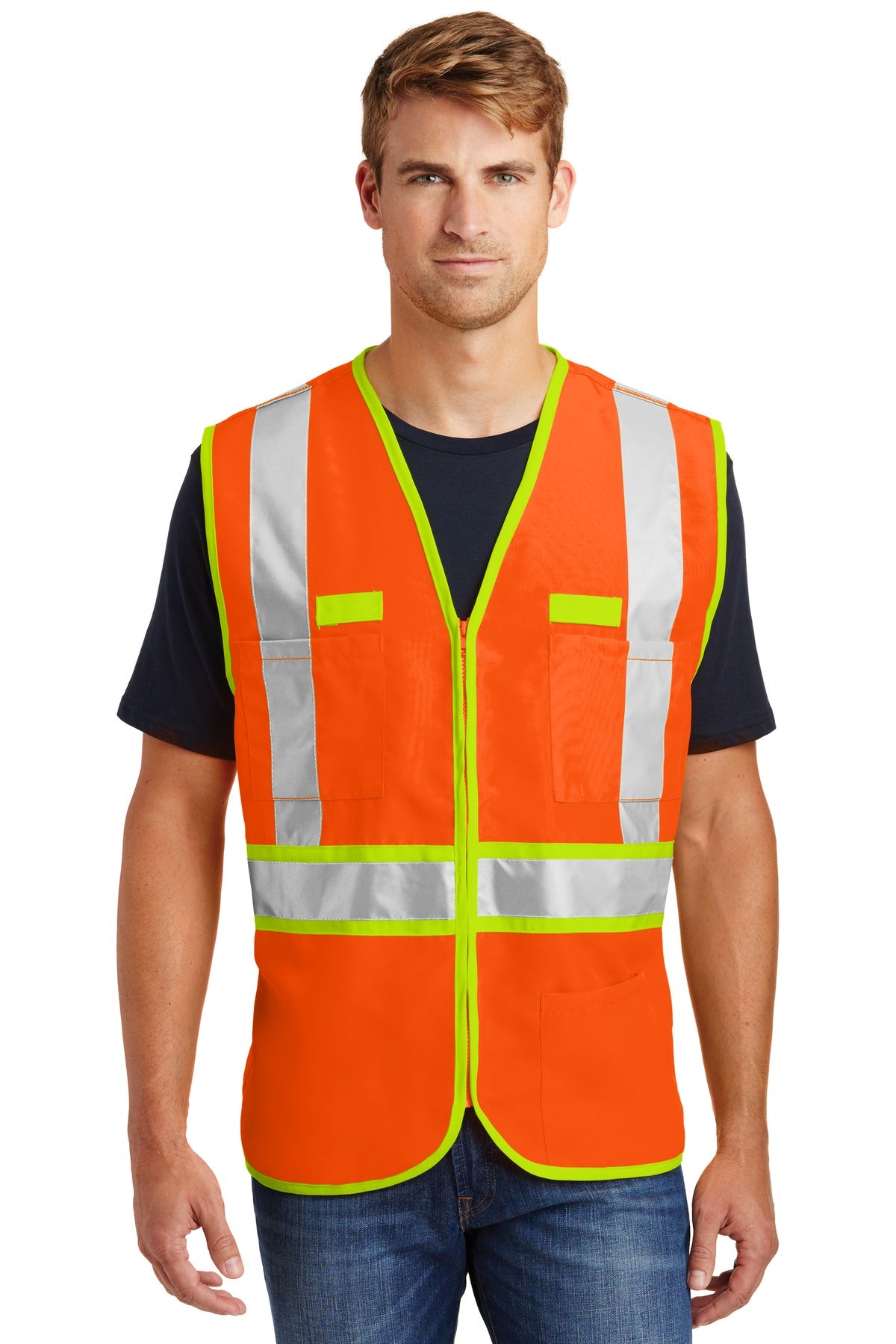 Custom Embroidery or DTF Print - CornerStone ®  - ANSI 107 Class 2 Dual-Color Safety Vest. CSV407