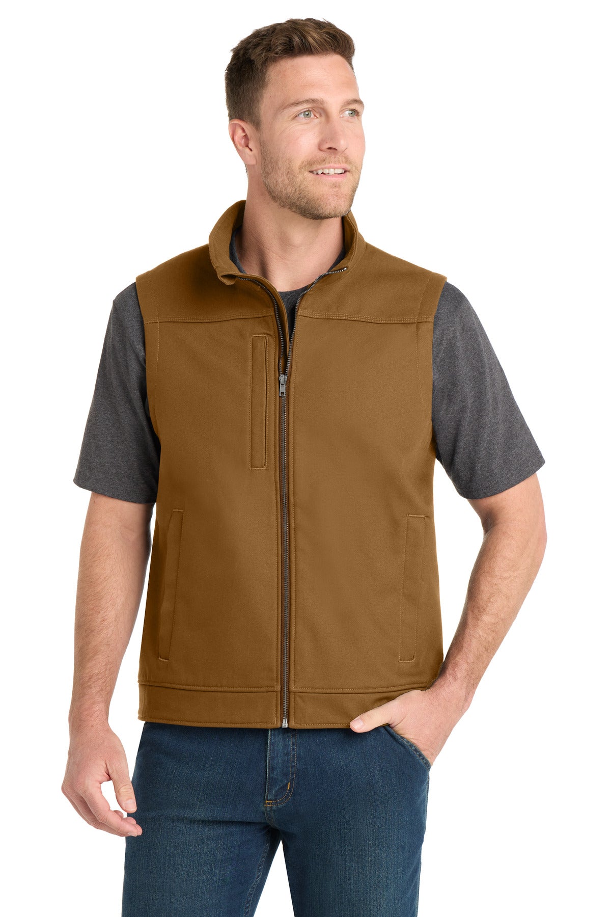 Custom Embroidery or DTF Print - CornerStone ®  Duck Bonded Soft Shell Vest CSV60