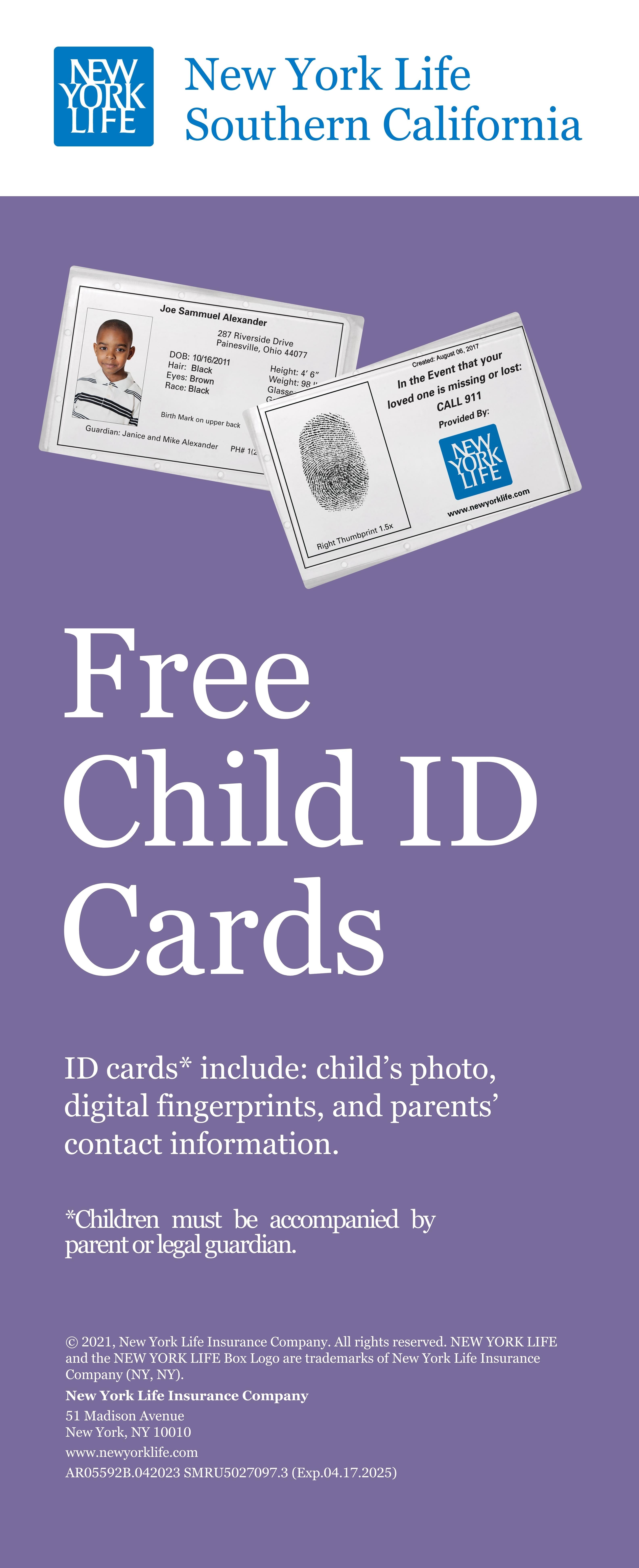 Free Child ID Banner - New York Life - Deluxe Retractable Banner - 33"x81"